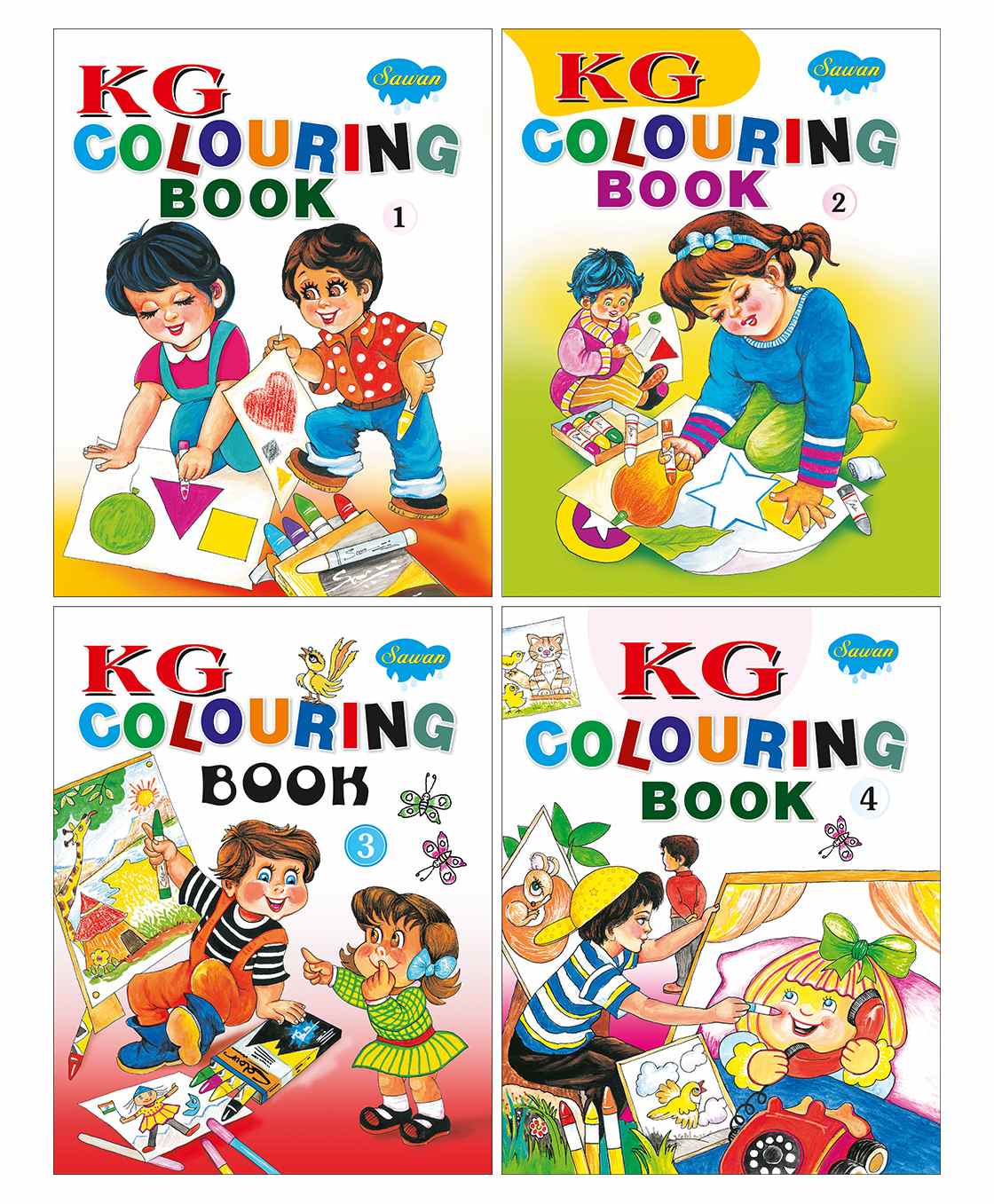 Sawan KG Colouring Books Part 1 to 4 Pack of 4 - English-image-16