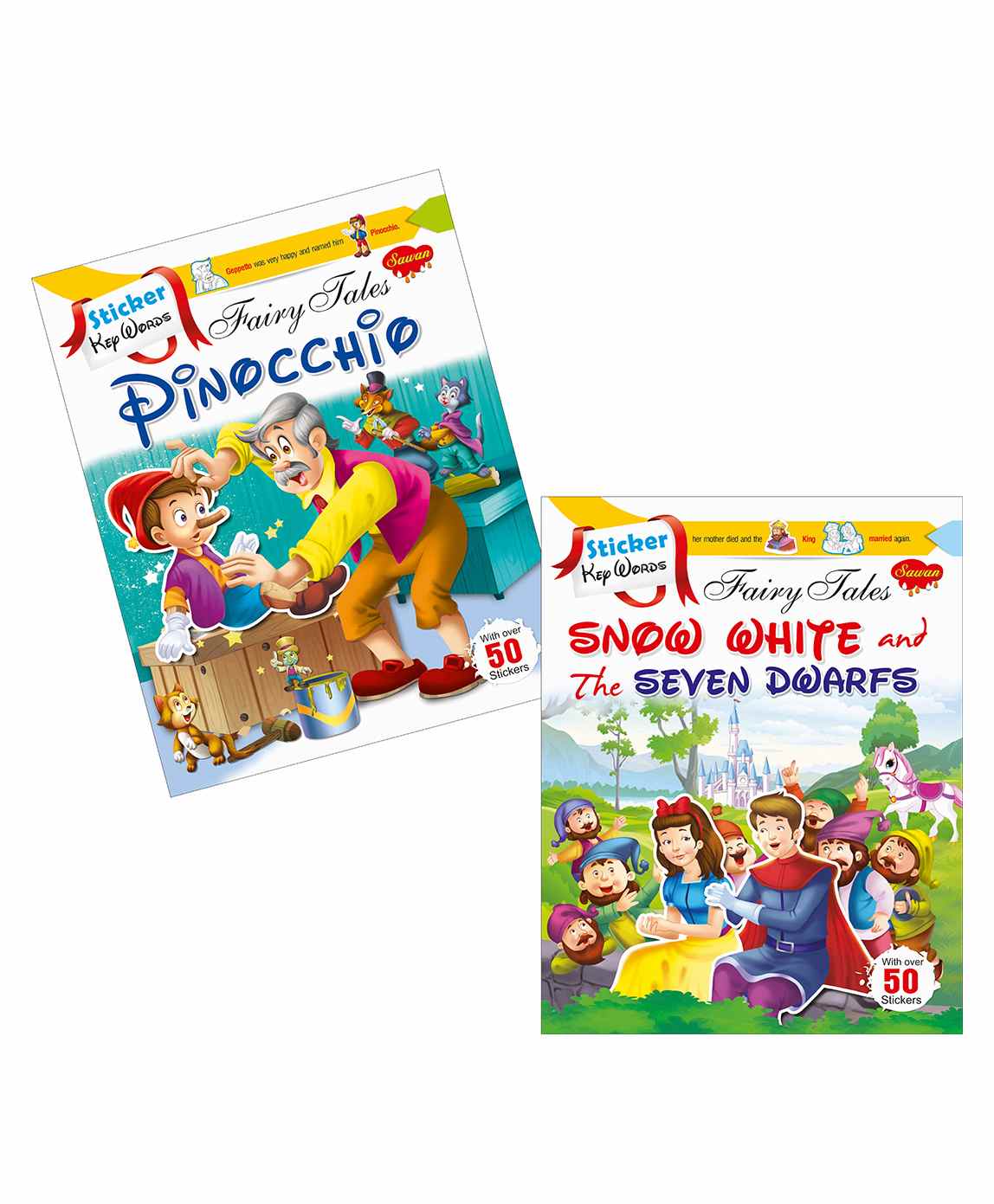 Sawan Sticker Key Words Book Pinocchio & Snow White & The Seven Dwarfs Set of 2 - English-picture-21