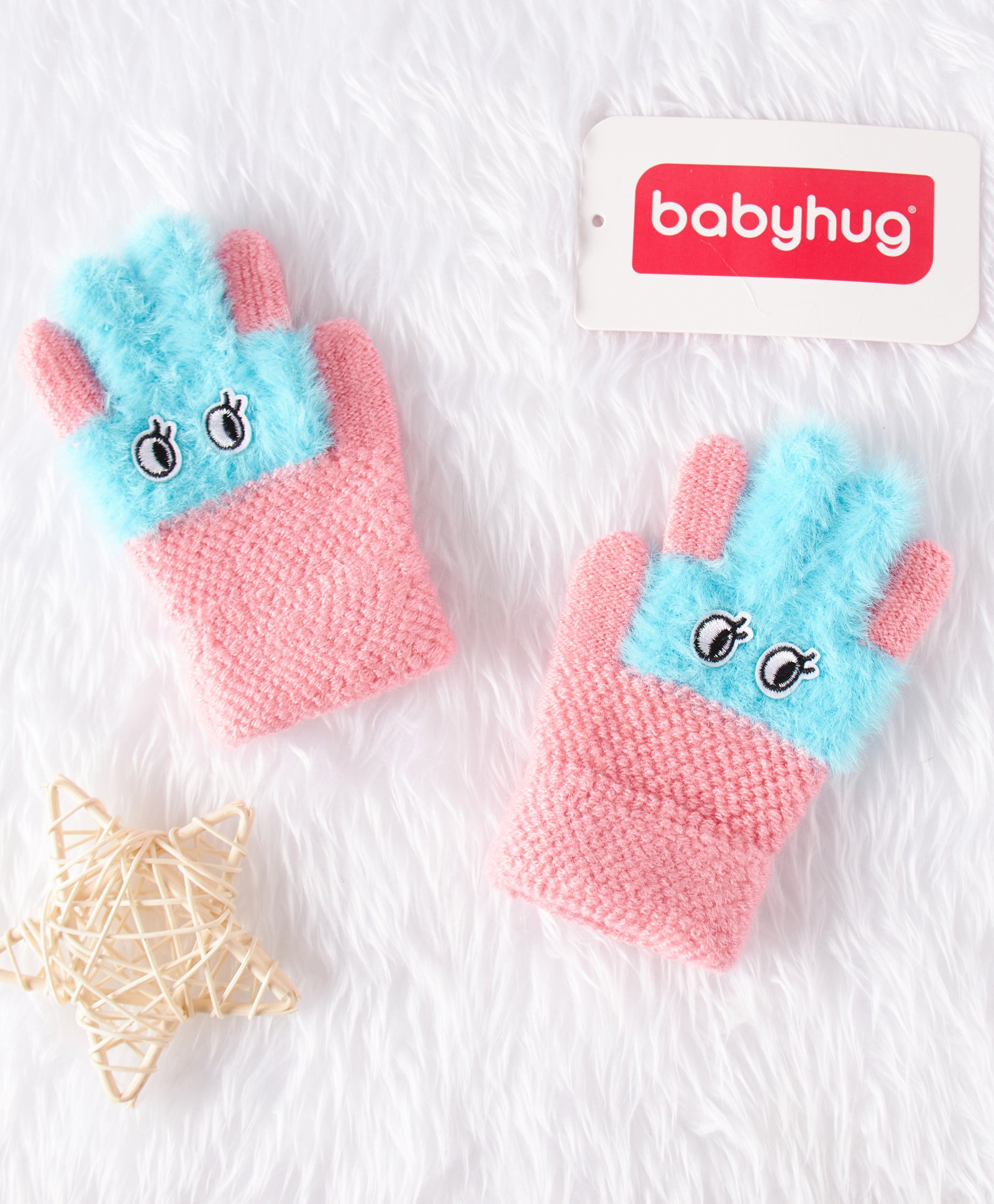 Babyhug Woolen Gloves - Blue Peach-image-18