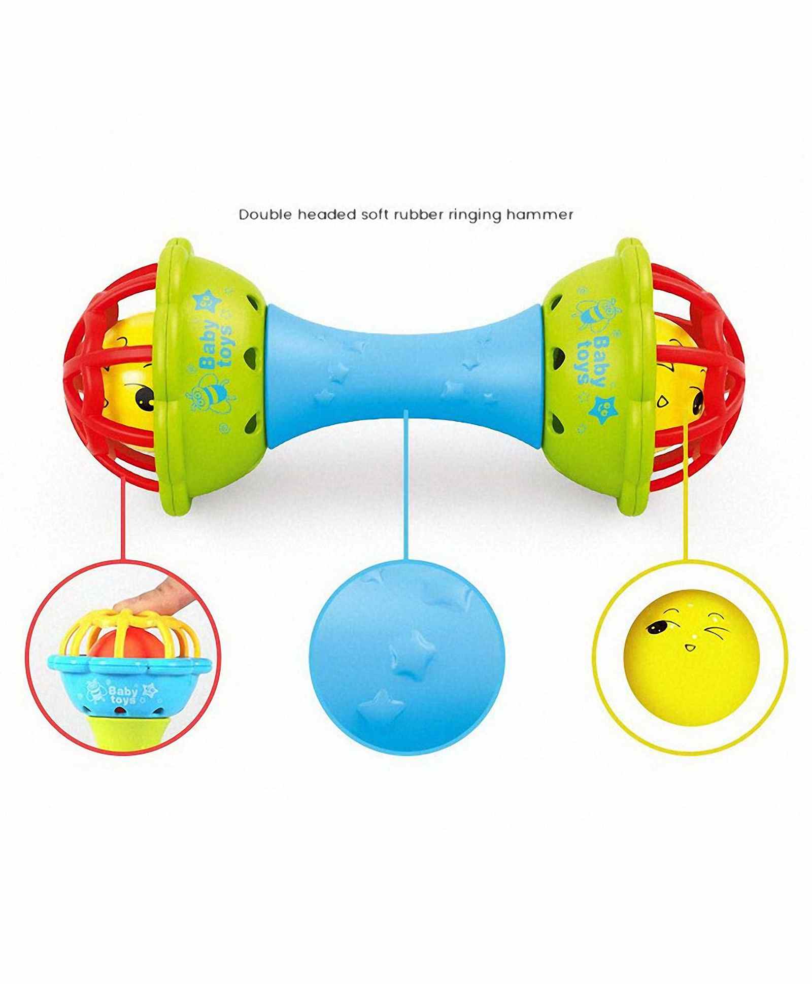 Yamama Baby Dumb Bell Shaped Rattle Teether - Multicolor-image-48