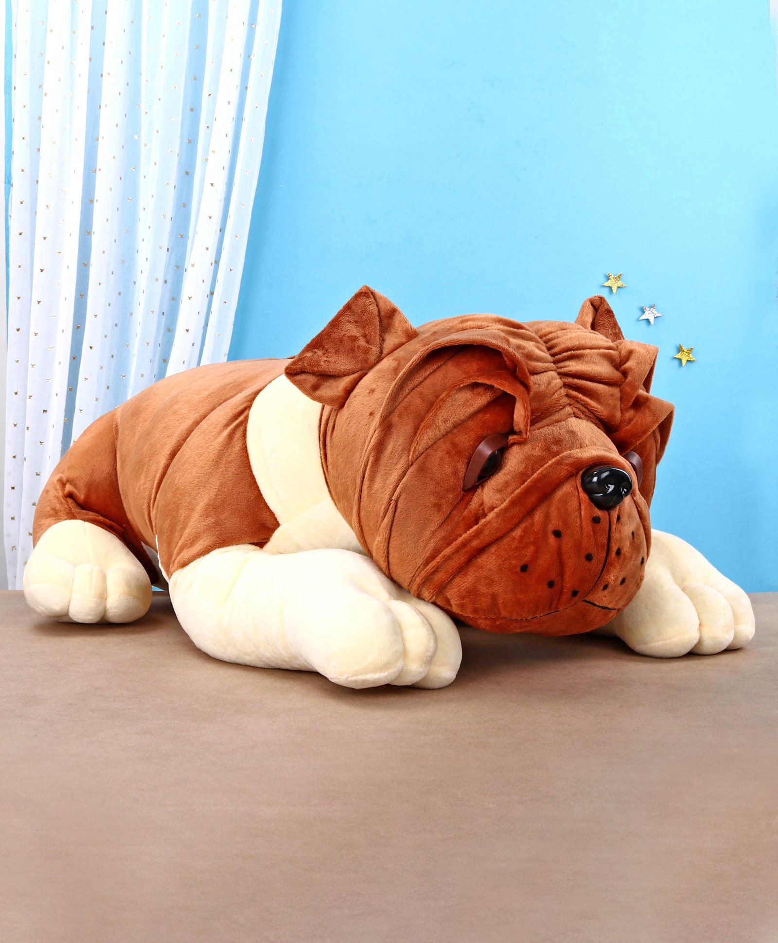 Toytales Bull Dog Soft Toy Brown - Length 87 cm-image-12