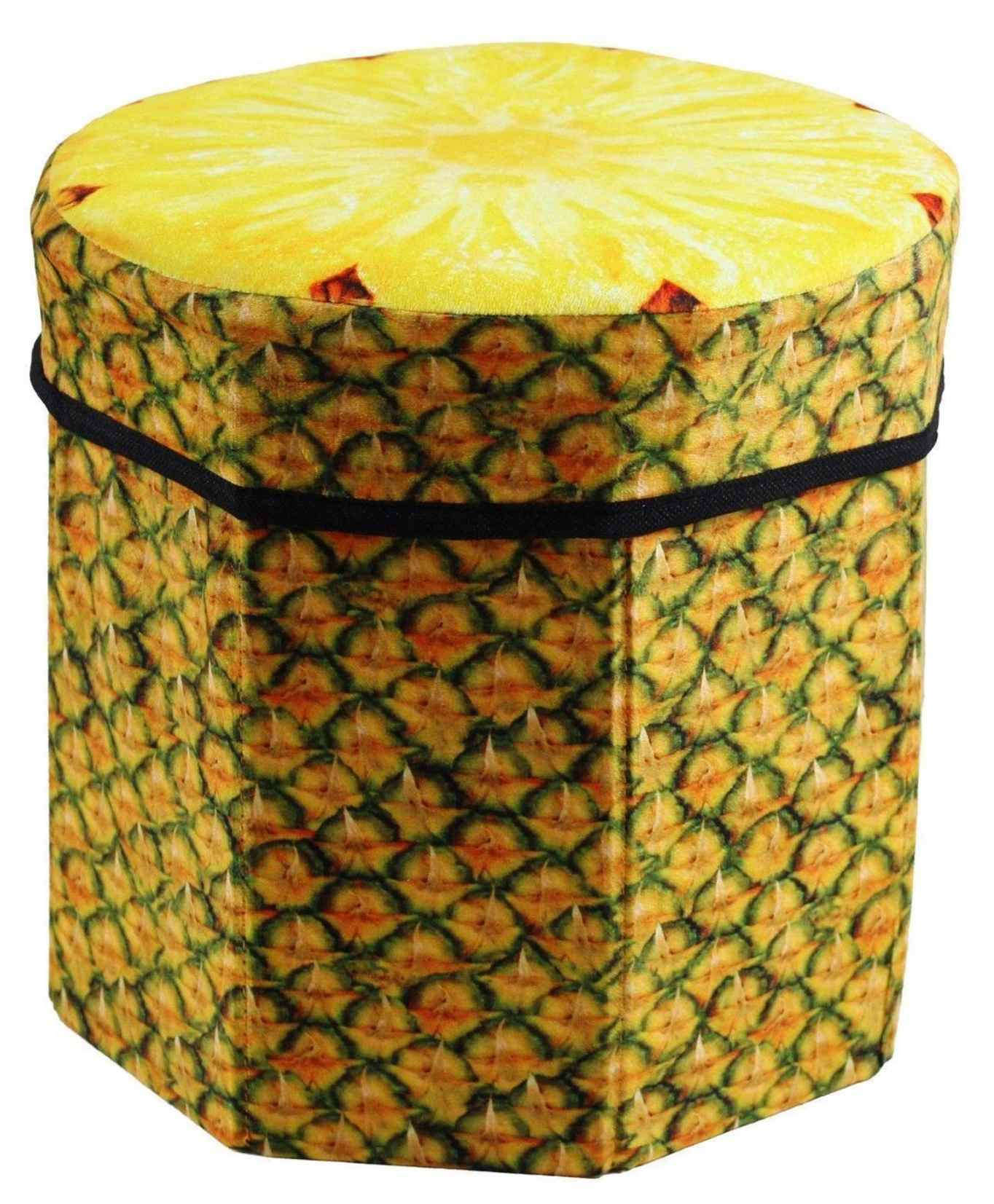 FunBlast Pineapple Printed Storage Box With Lid - Yellow-picture-27