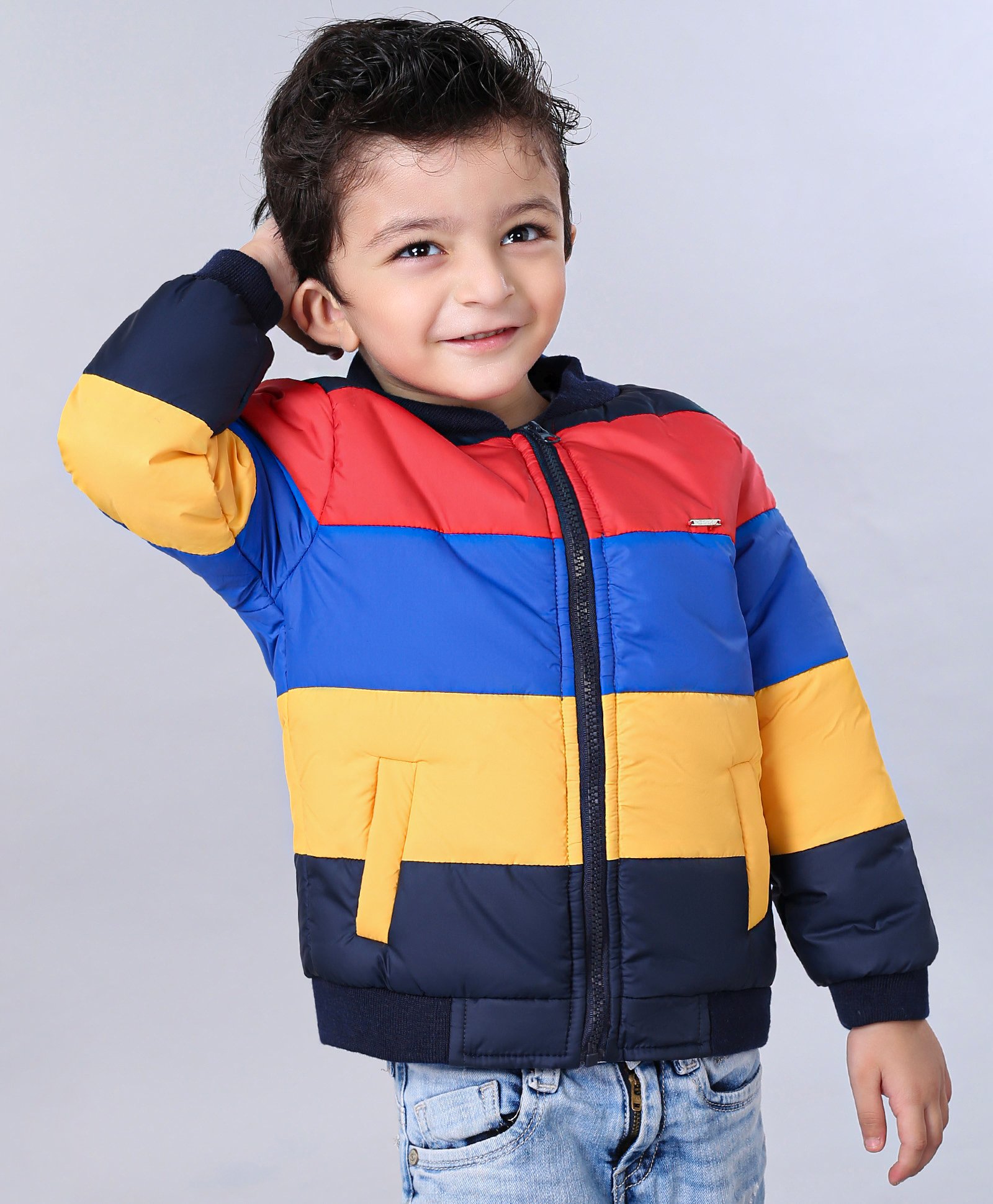 Babyoye Polyester Full Sleeves Stripe Padded Jacket - Multicolour-picture-16