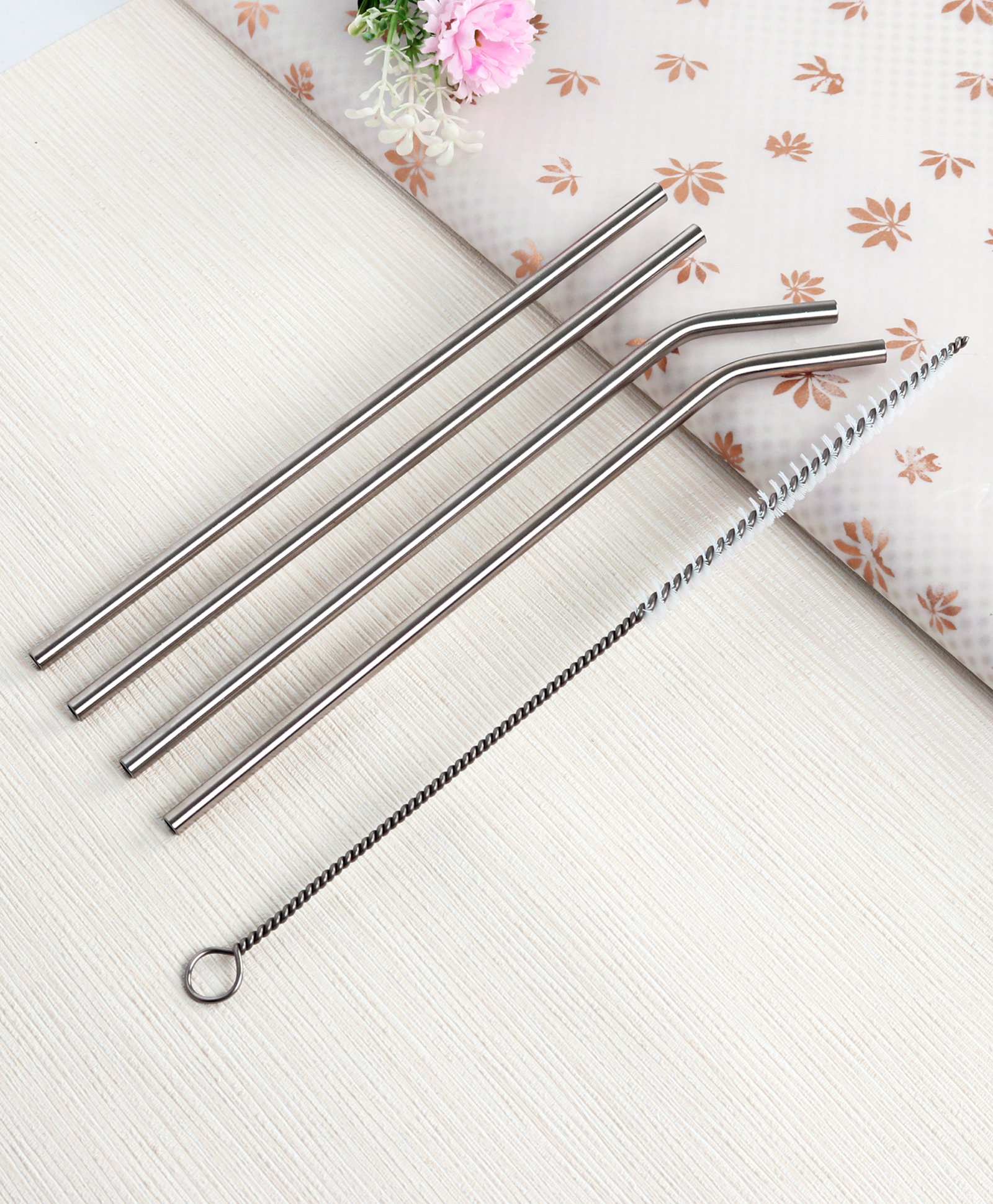 Babyhug Stainless Steel Drinking Straw With Cleaning Brush Set of 5 - Silver-picture-17