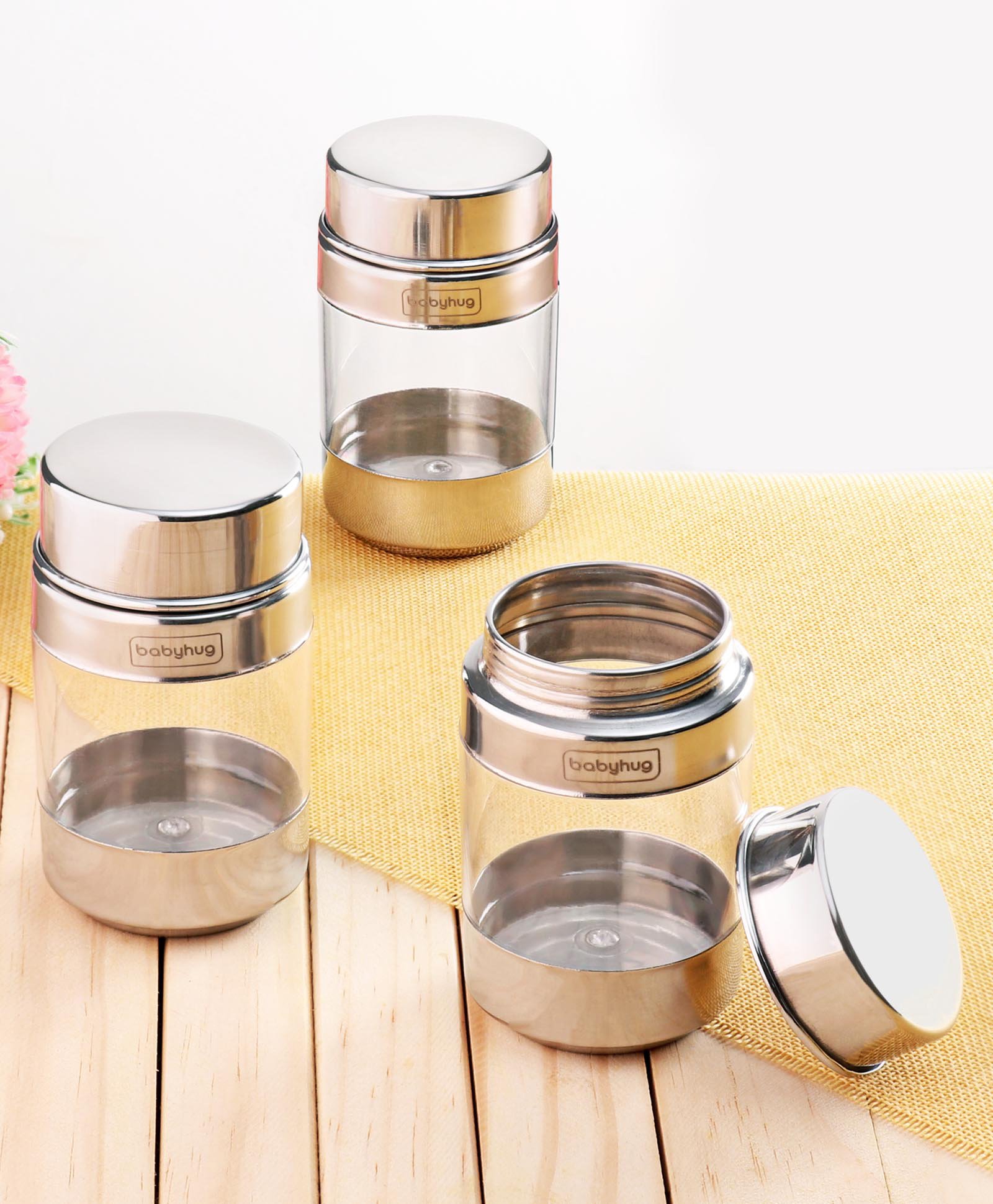 Babyhug Stainless Steel Canisters Set of 3 - Silver-picture-16