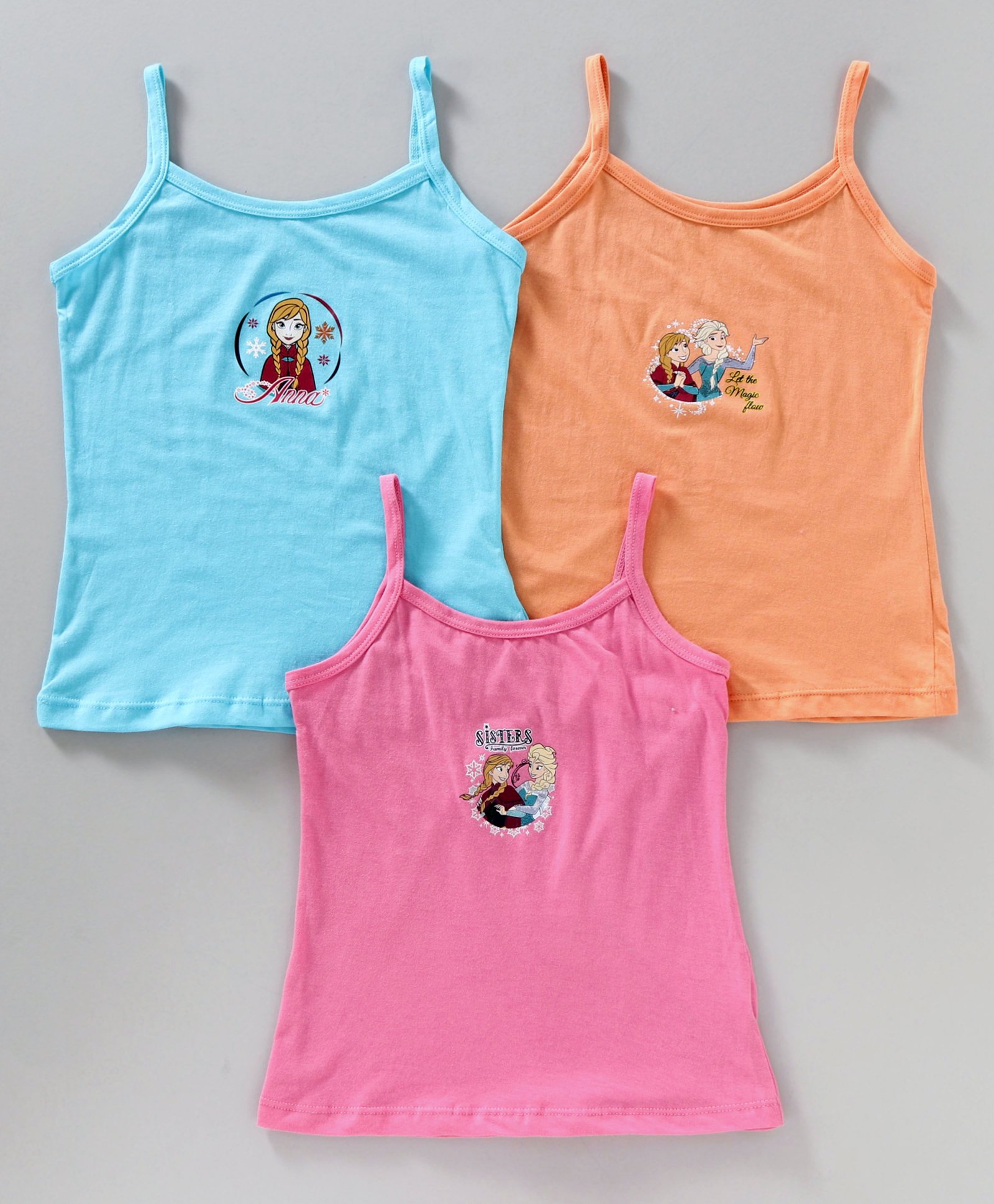 Bodycare Sleeveless Slips Frozen Sisters Print Pack of 3 - Blue Pink-picture-14
