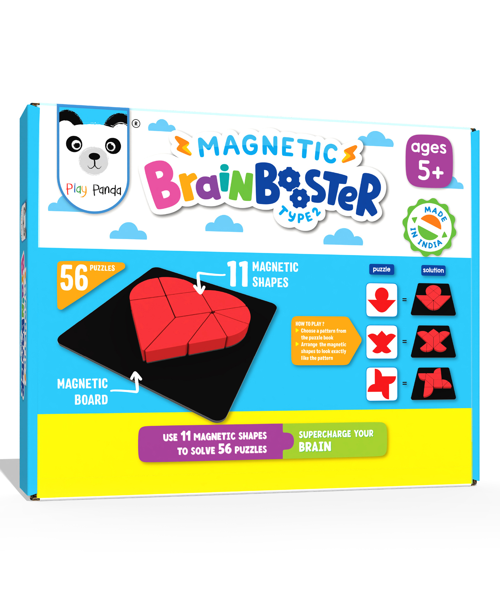 Play Panda Magnetic Brain Booster Junior Type 2 - 56 Puzzles 11 Magnetic Shapes-picture-22