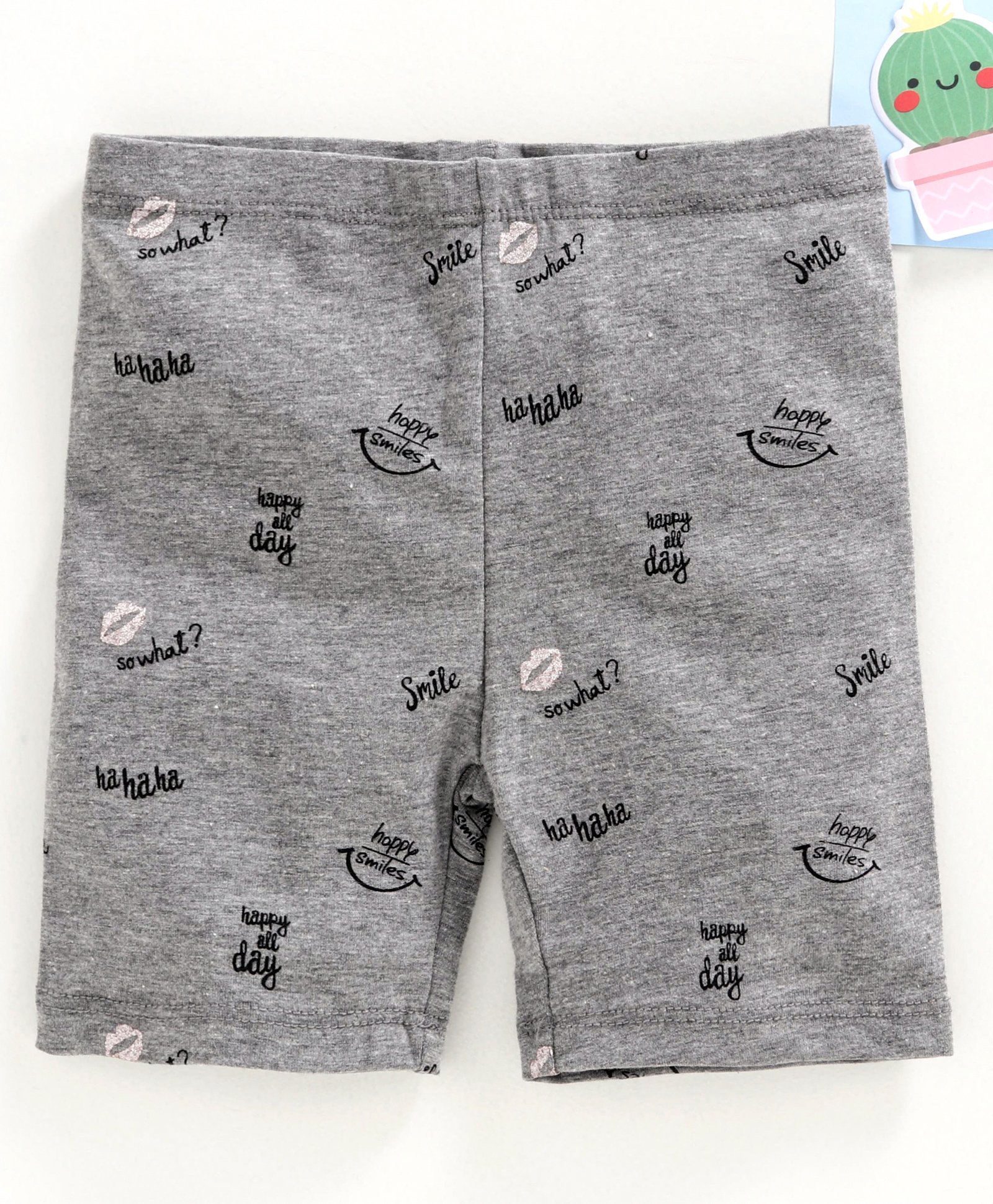 Fox Baby Shorts Happy Smiles Print - Grey-image-1