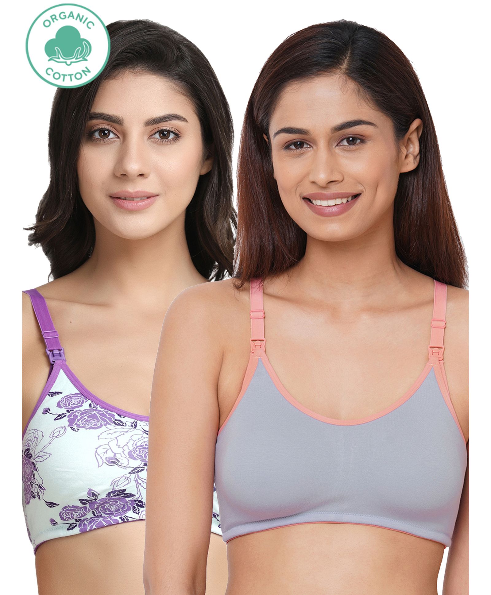 Inner Sense Organic Antimicrobial Soft feeding Bra Pack of 2 - Purple-picture-14