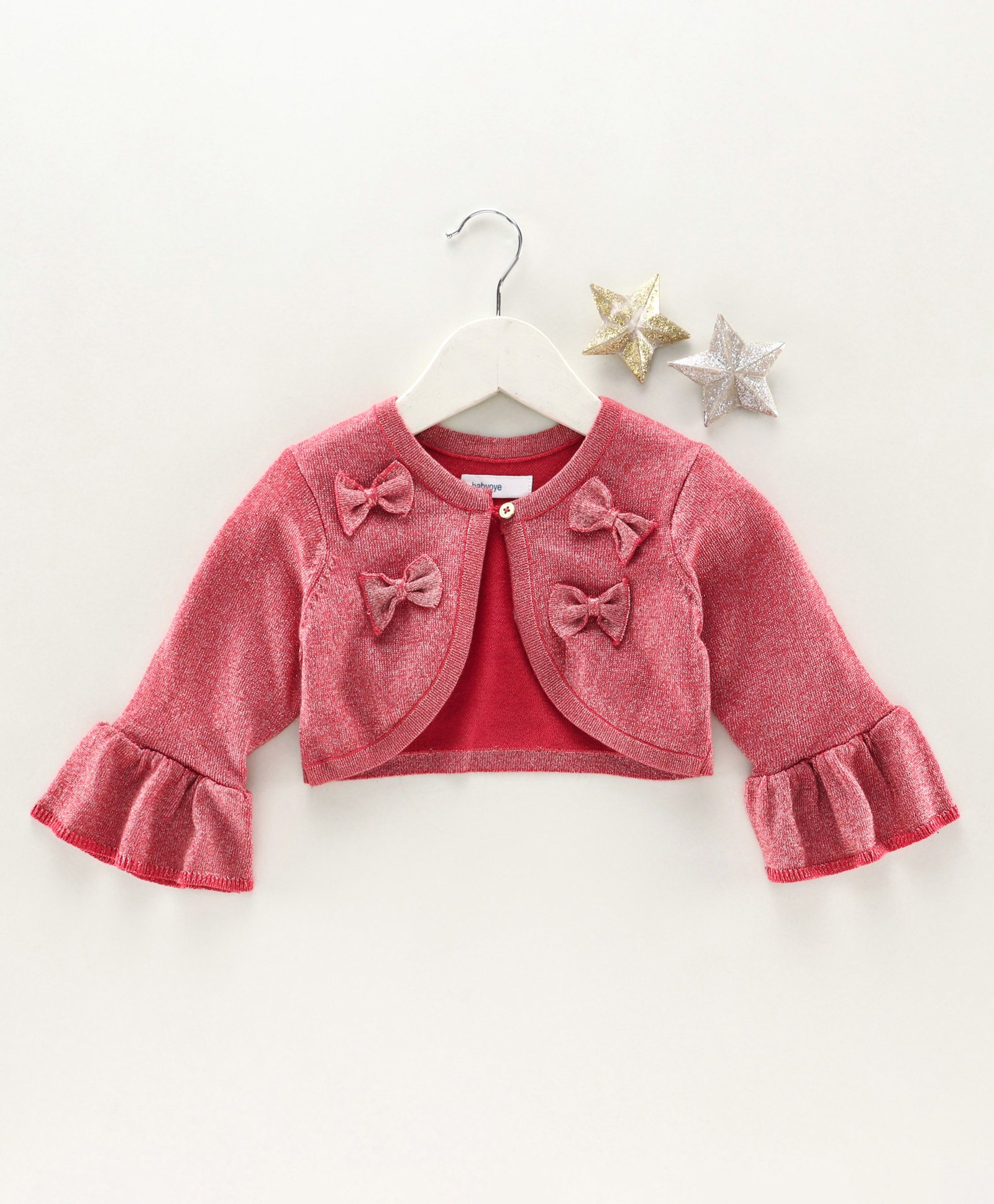 Babyoye Woolen Full Sleeves Shrug - Red-image-5