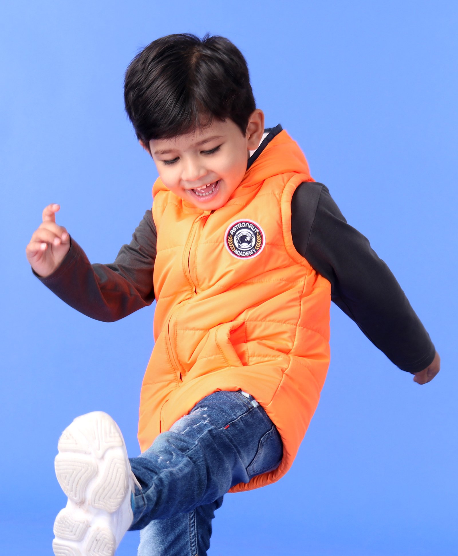 Babyhug  Sleeveless Hooded Jacket - Orange-image-1