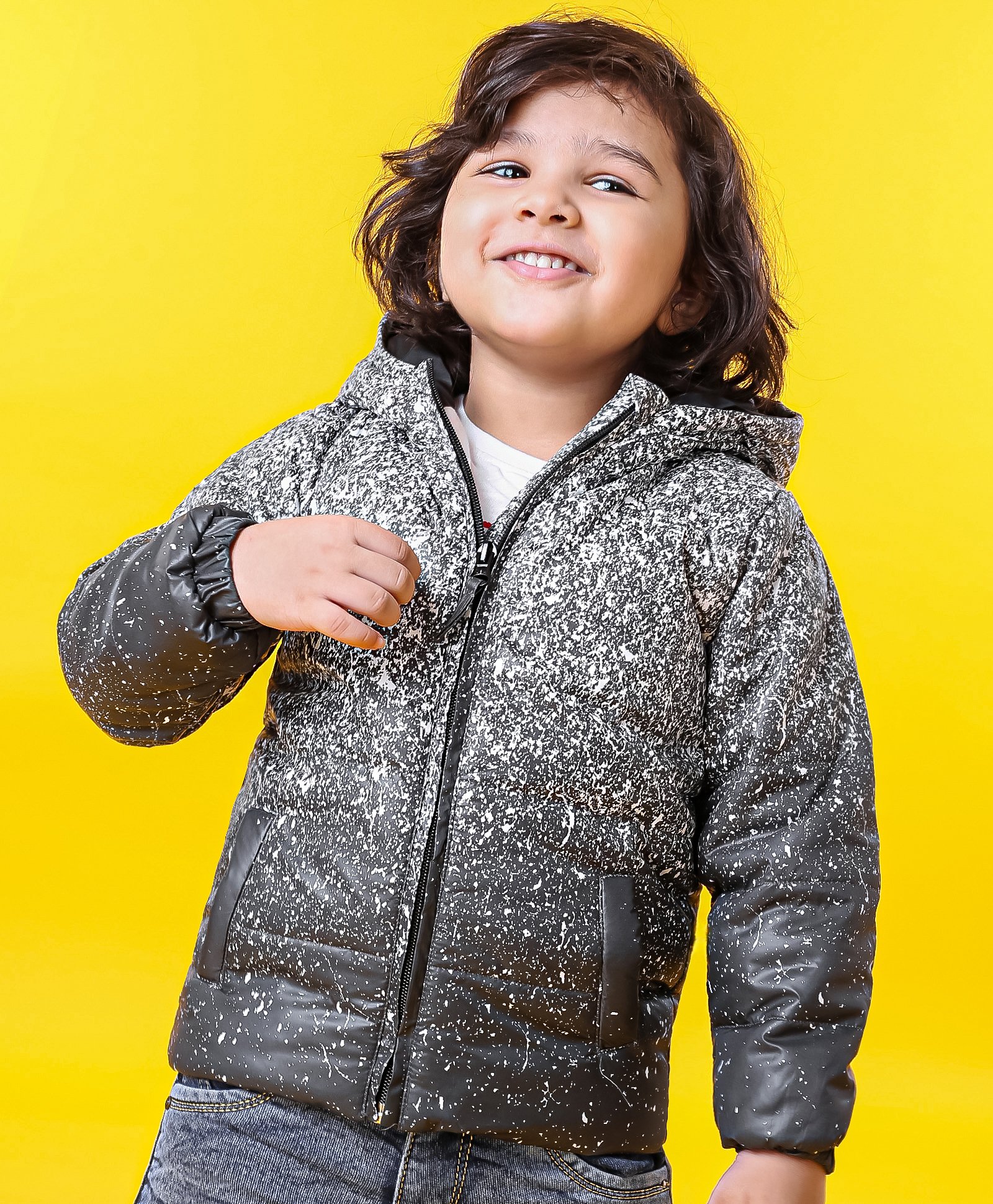Babyhug Full Sleeves Hooded Padded Winter Jacket - Grey-image-40