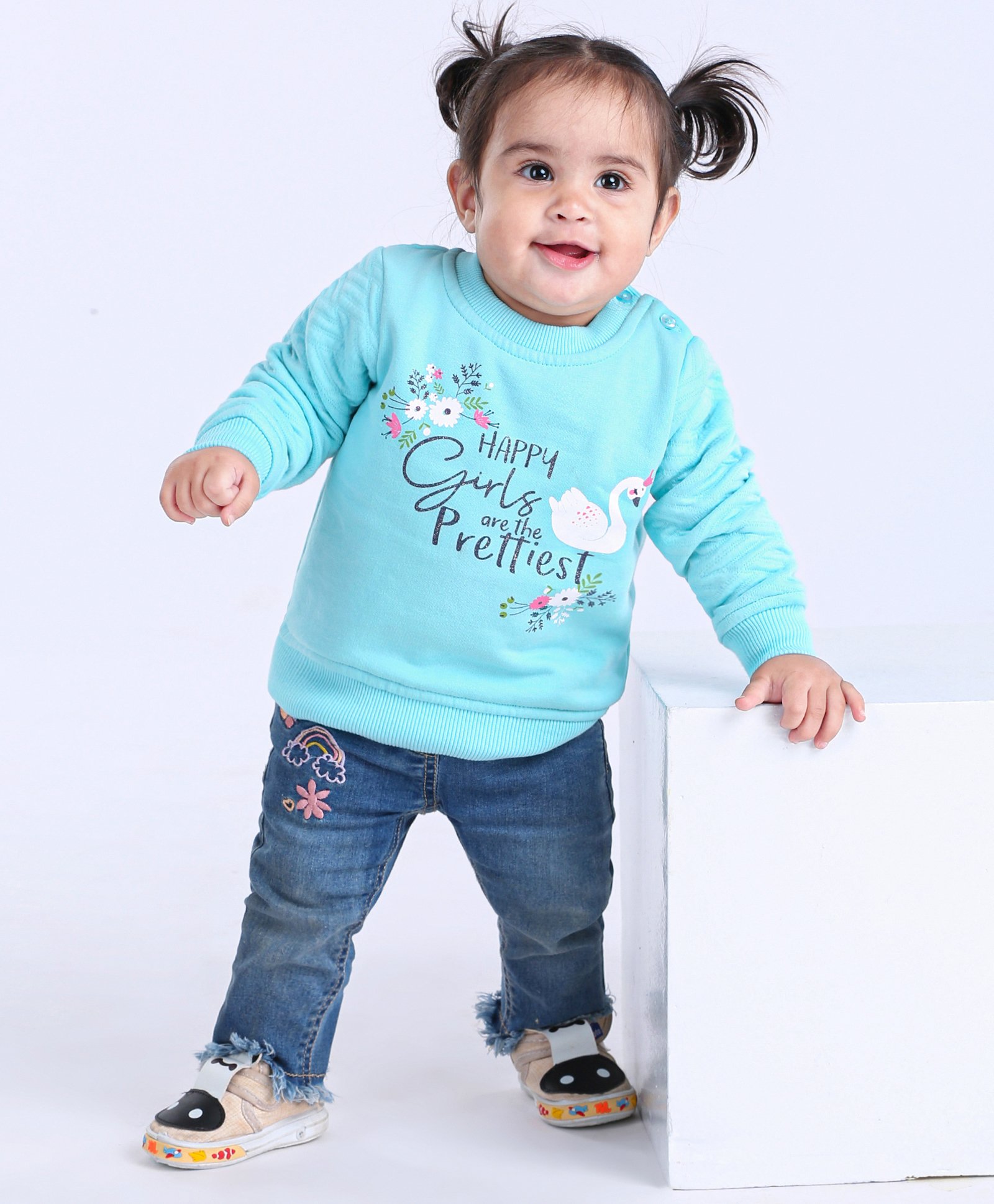 Babyoye Full Sleeves Cotton Sweatshirt Swan Print - Blue-picture-26