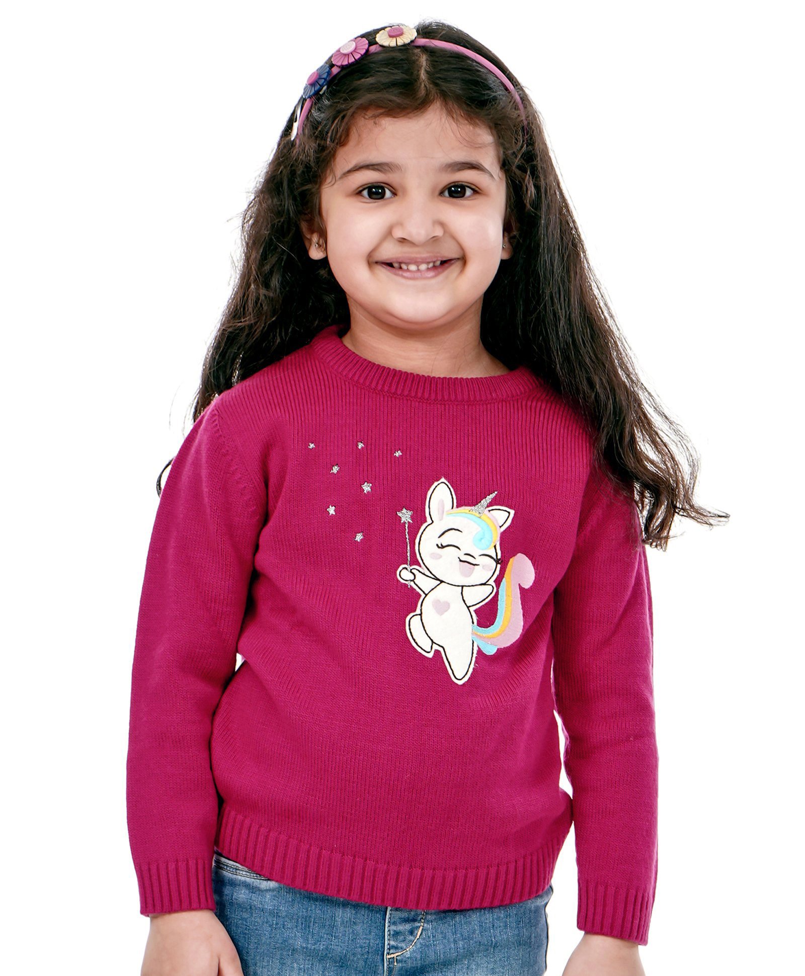 Babyoye Full Sleeves Sweater Unicorn Patch - Cherry-image-10