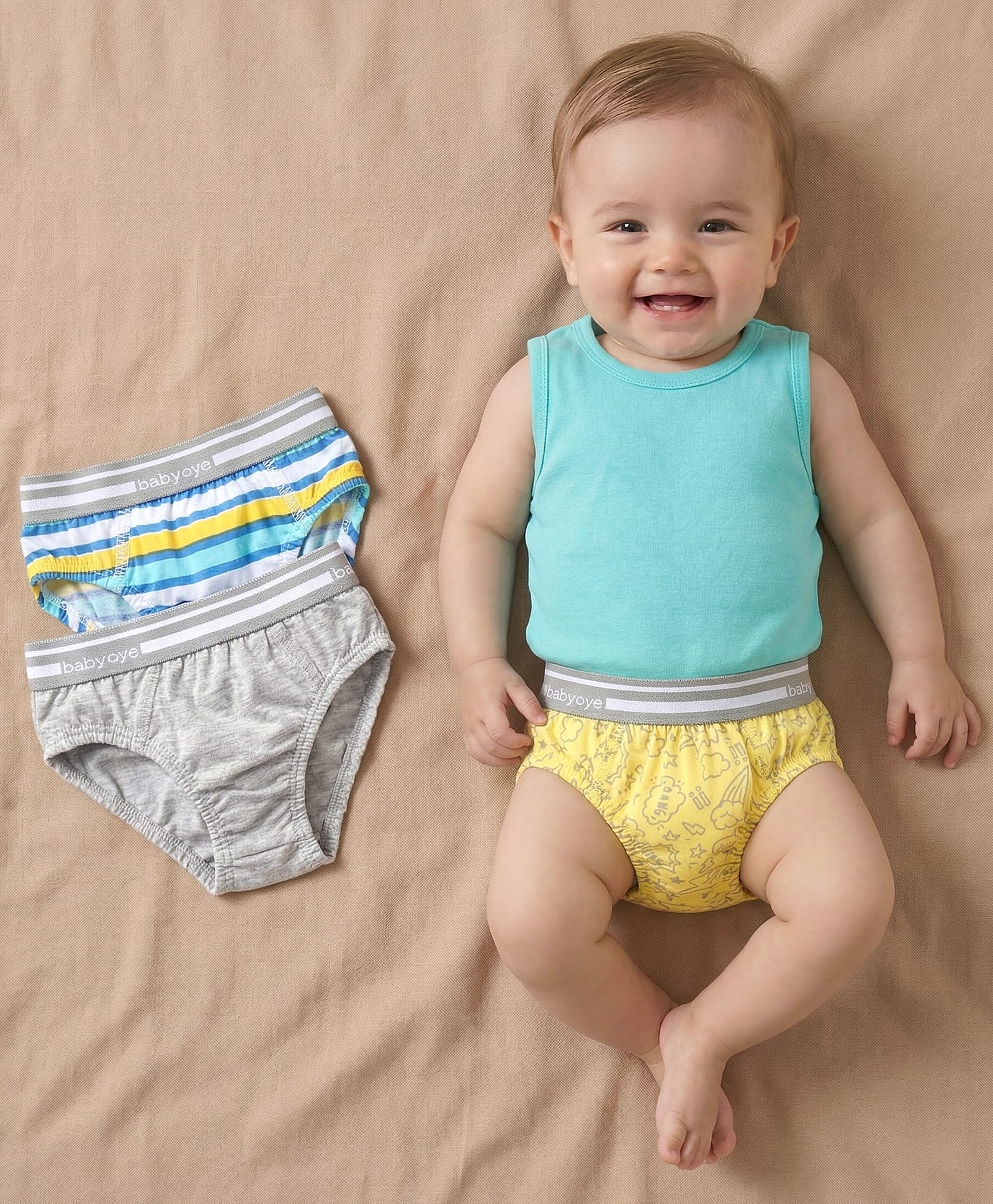 Babyoye Cotton Brief Quote Print Pack of 3 - Grey-image-37