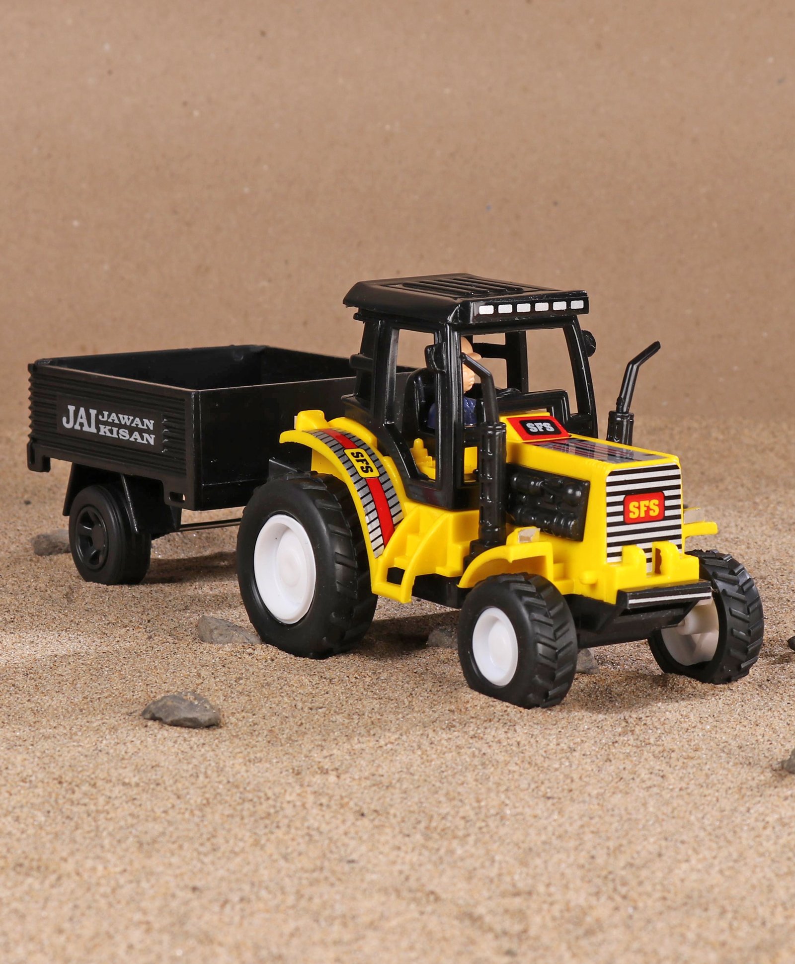 Shinsei Pull Back Tractor with Trolley - Yellow-picture-18