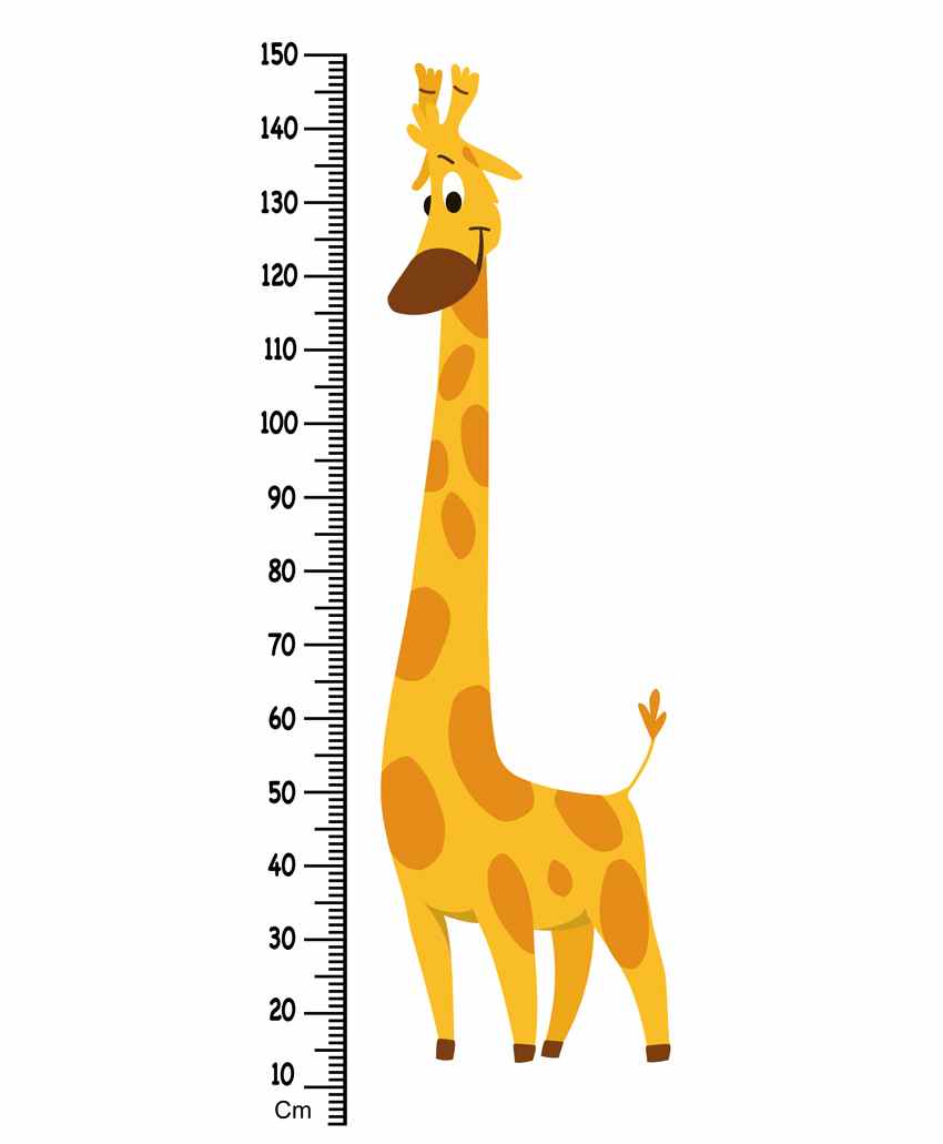 WENS Height Measurement Wall Sticker Cheerful Giraffe Print - White Yellow-image-15