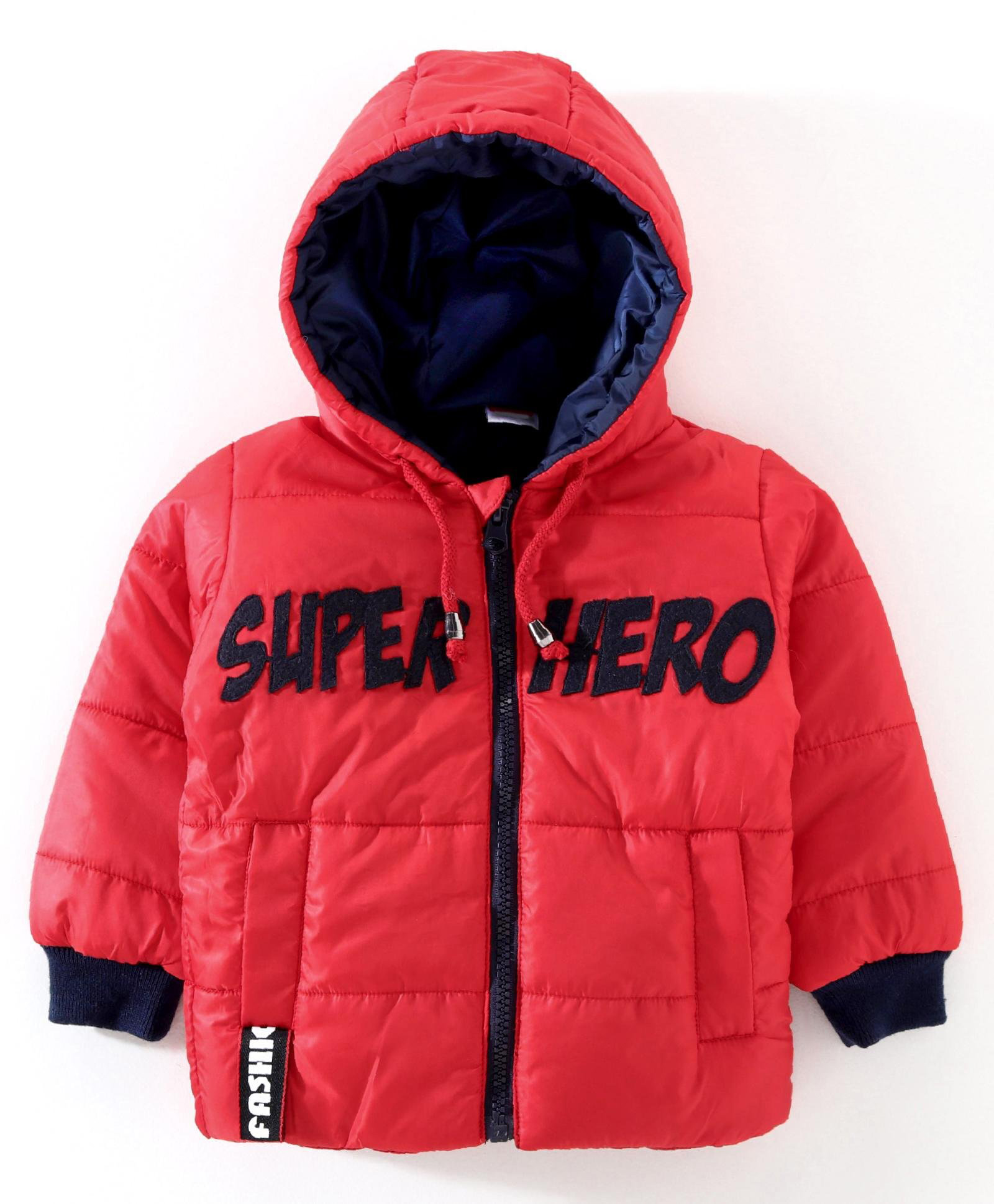 Babyhug Full Sleeves Padded Hooded Jacket - Red-image-2