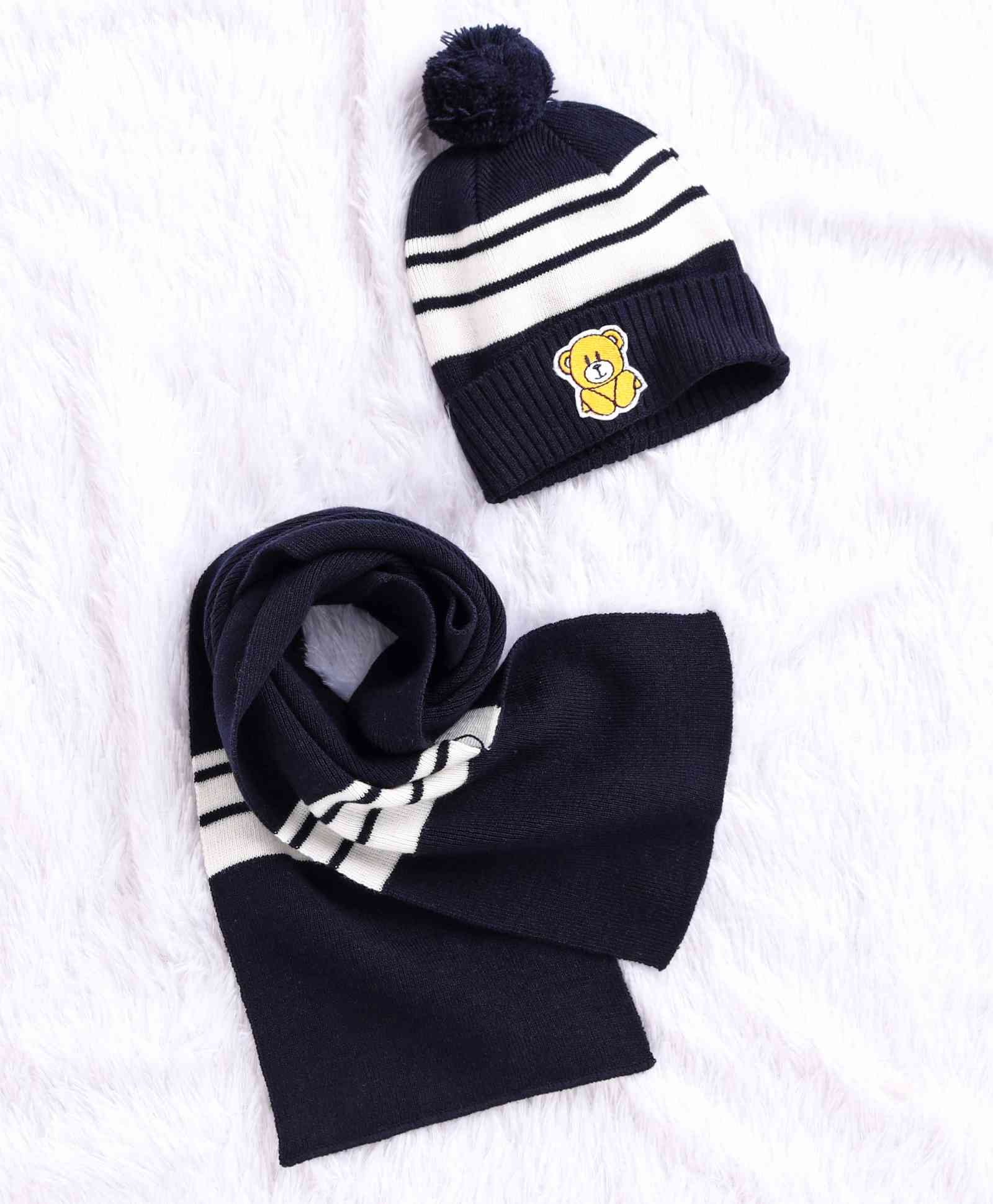 Babyhug Woollen Cap With Muffler Navy - Diameter 10.5 cm-picture-23