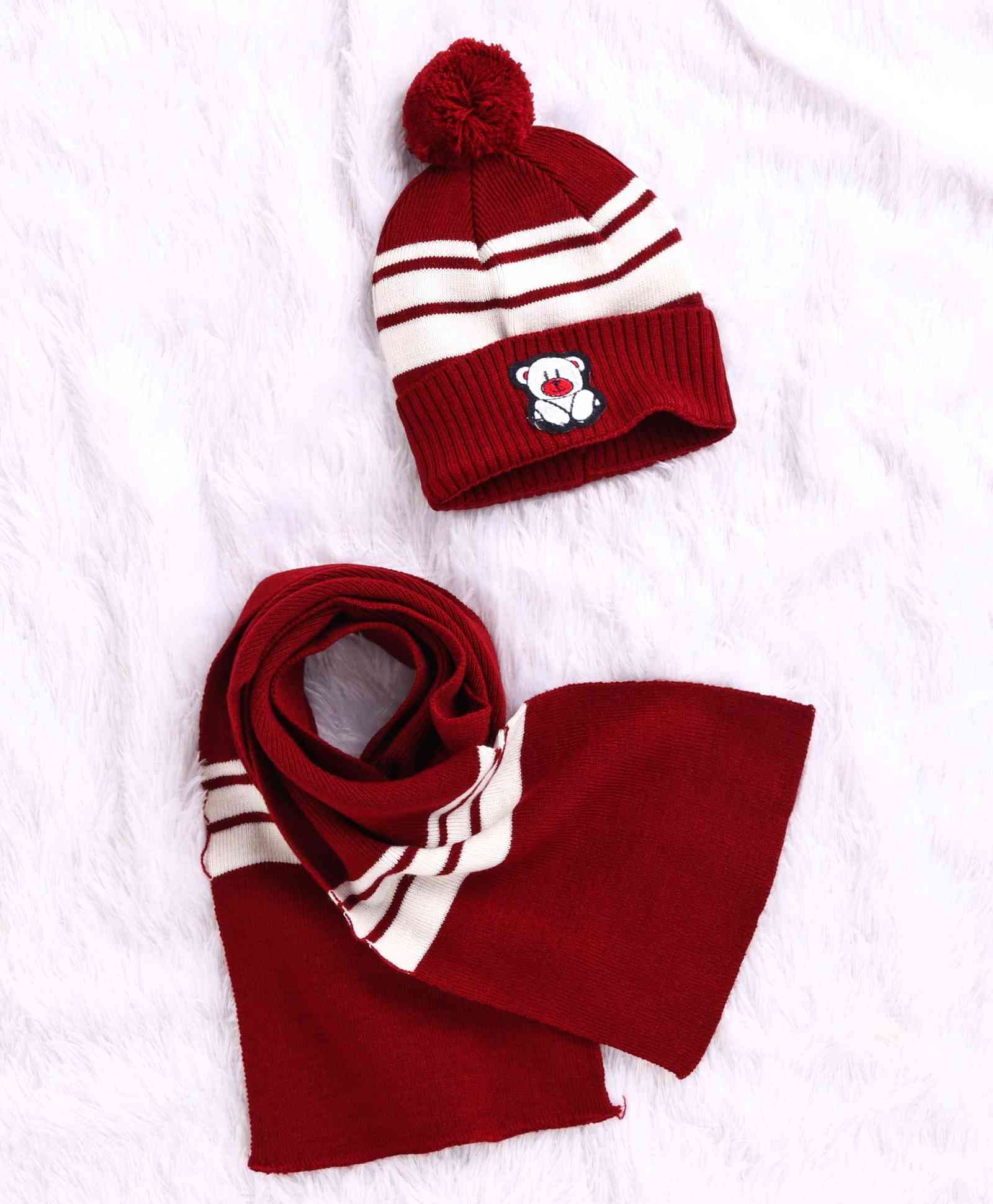 Babyhug Woollen Cap With Muffler Red - Diameter 11.5 cm-picture-14