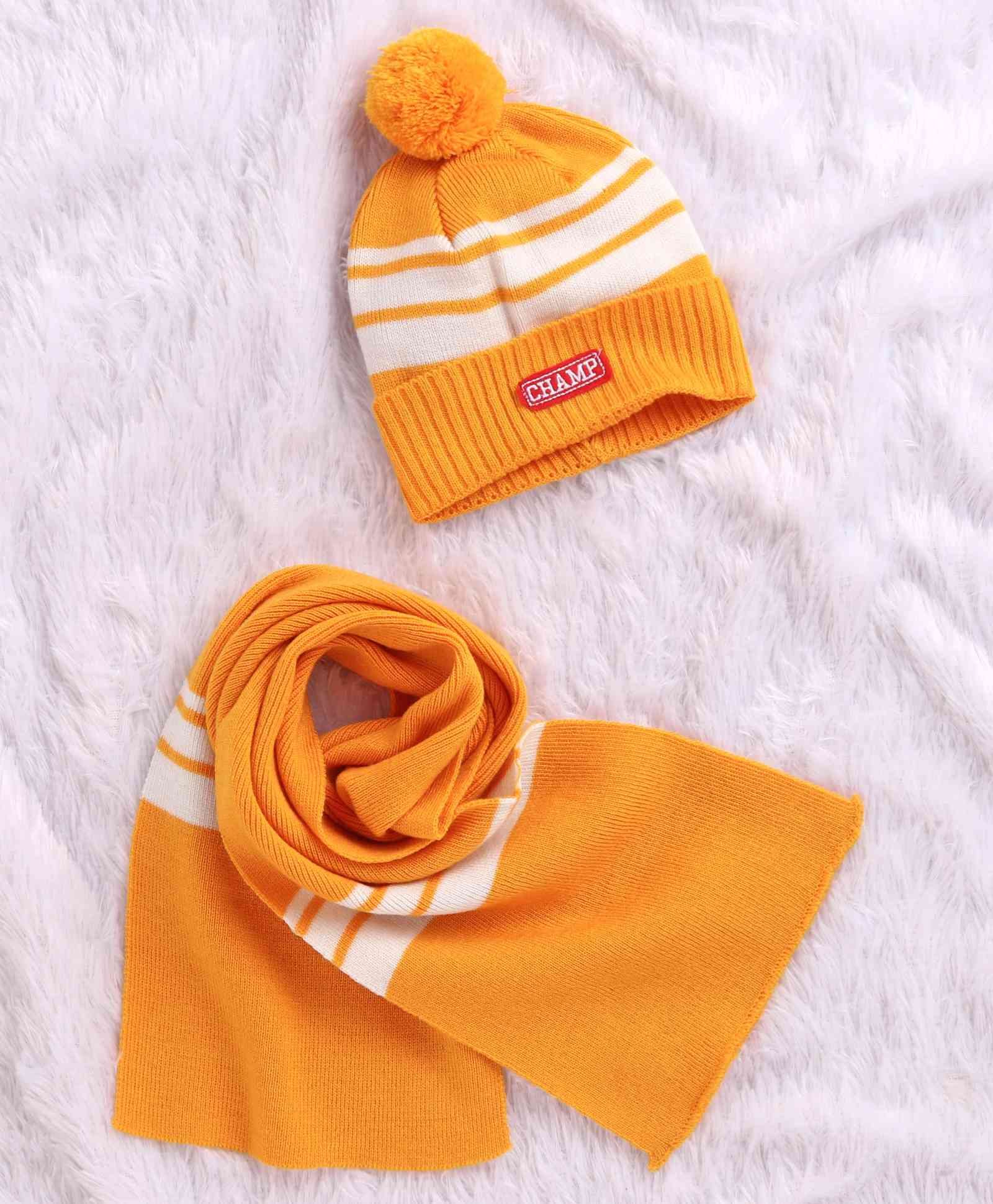 Babyhug Woollen Cap With Muffler Yellow - Diameter 10.5 cm-picture-26