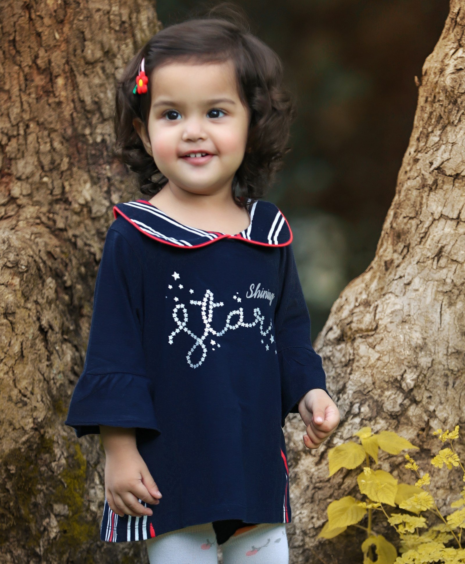 Babyoye Three Fourth Sleeves Top Stars Print - Navy Blue-image-15