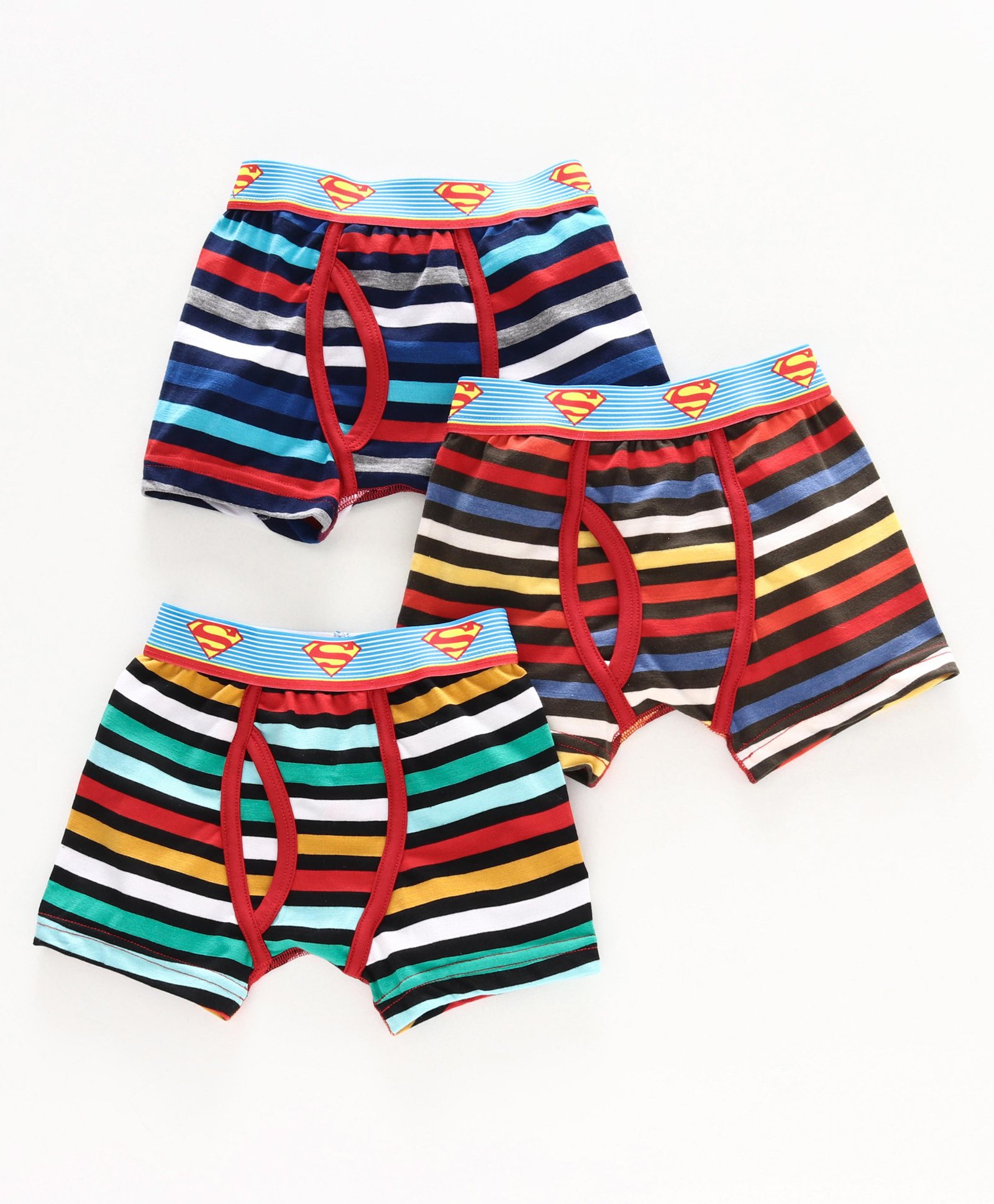 Red Rose Stripe Boxers Superman Print Pack of 3 - Multicolor-image-21