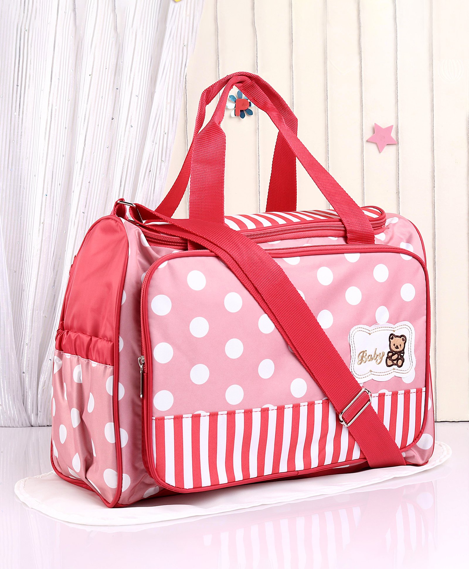 red diaper bag