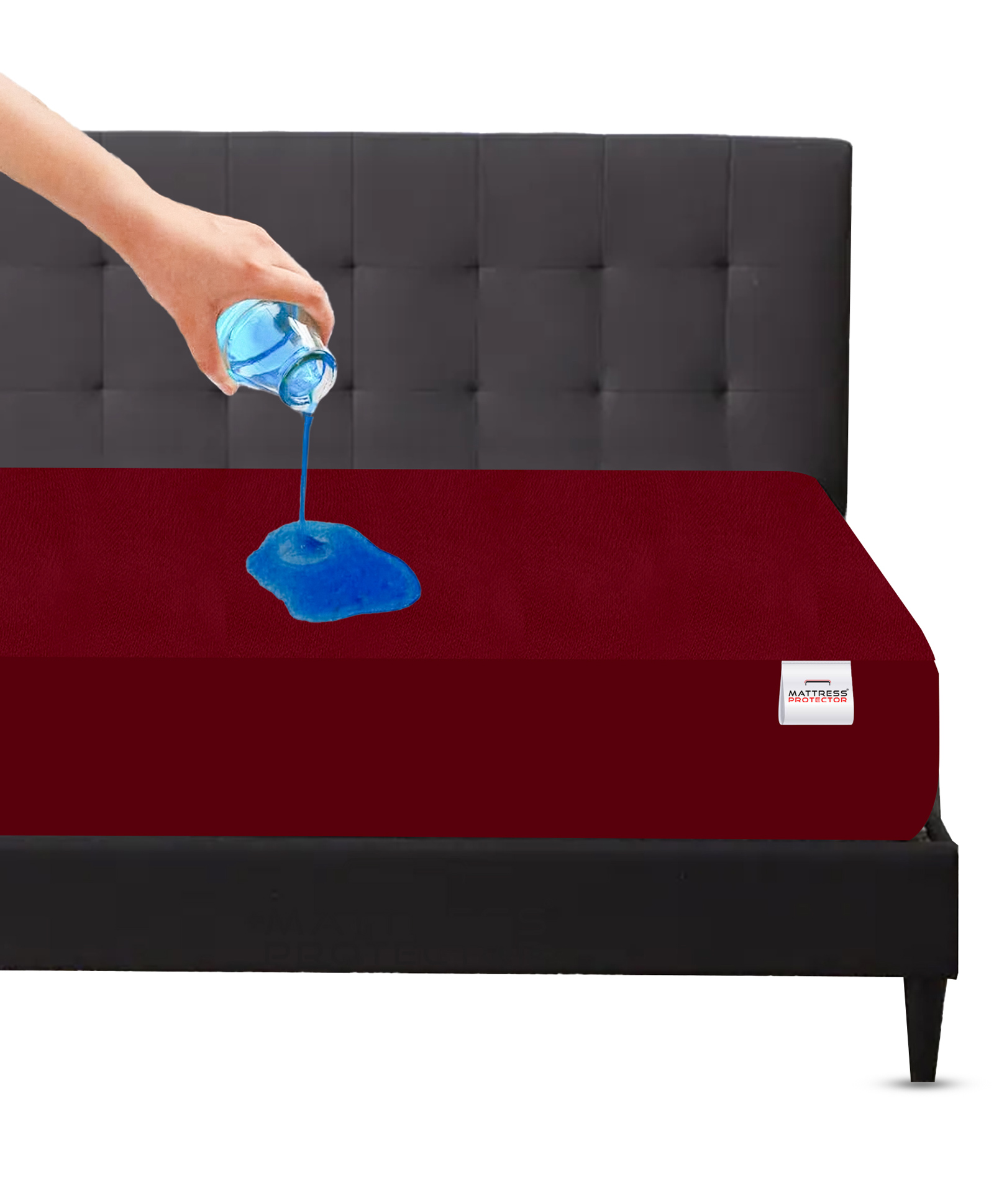 Mattress Protector Waterproof Bed Protector Topper Queen Size, 72 X 60 Inches - Maroon-image-16