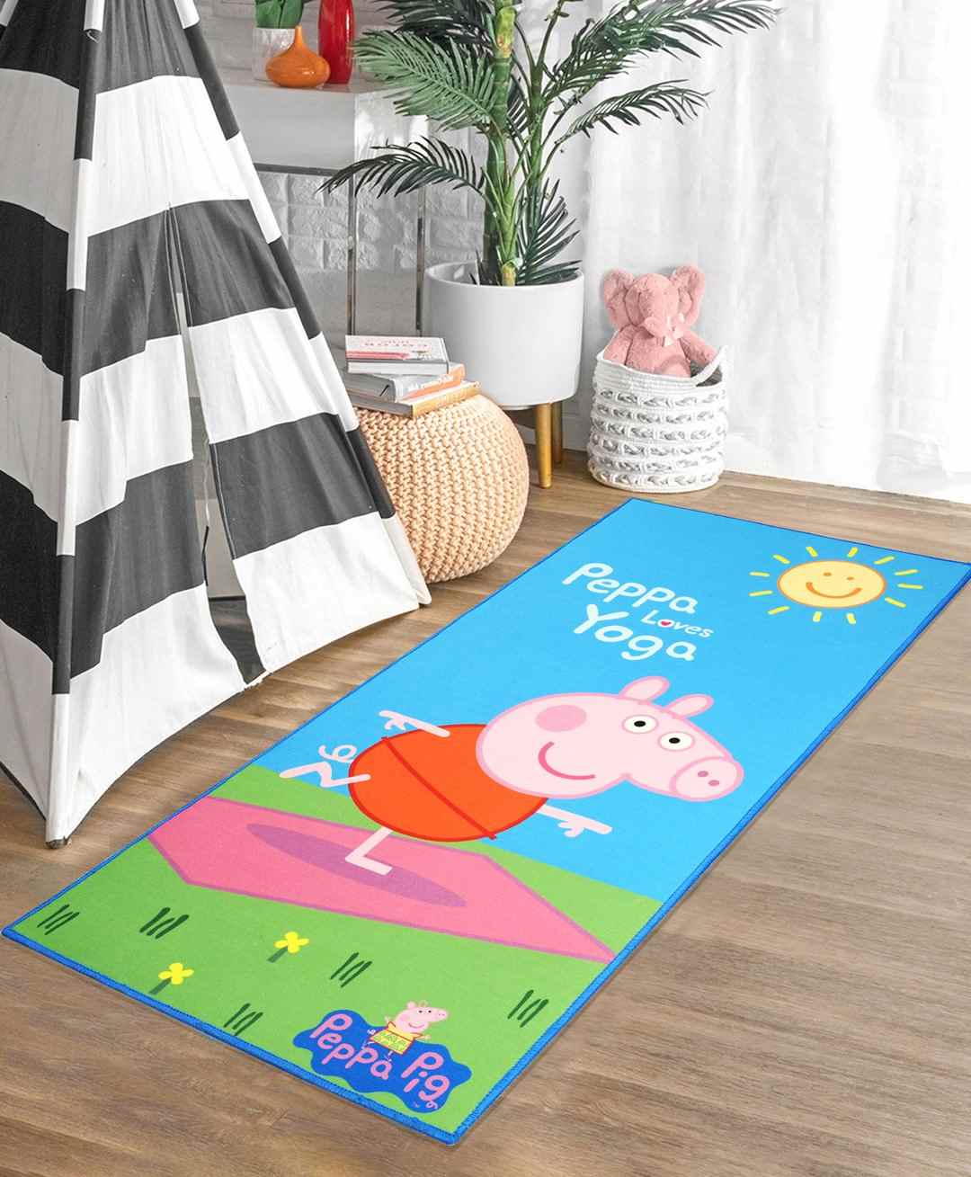 Saral Home Peppa Pig Soft Microfiber Anti Skid Yoga Mat - Blue