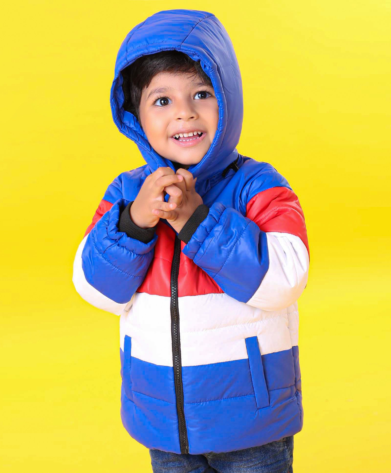 Babyhug Full Sleeves Padded Jacket Rocket Patch - Blue-image-19