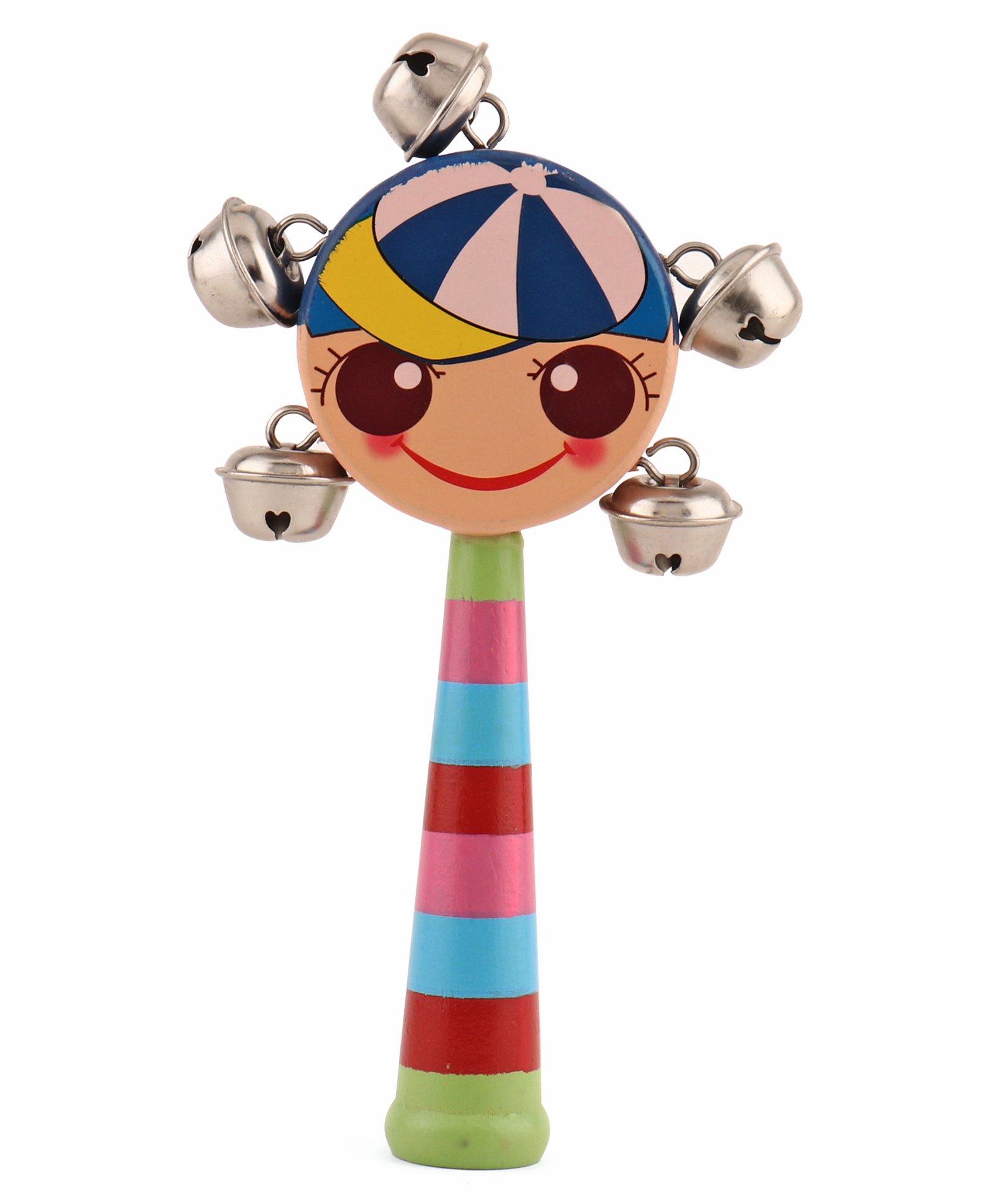 wooden rattle with bells