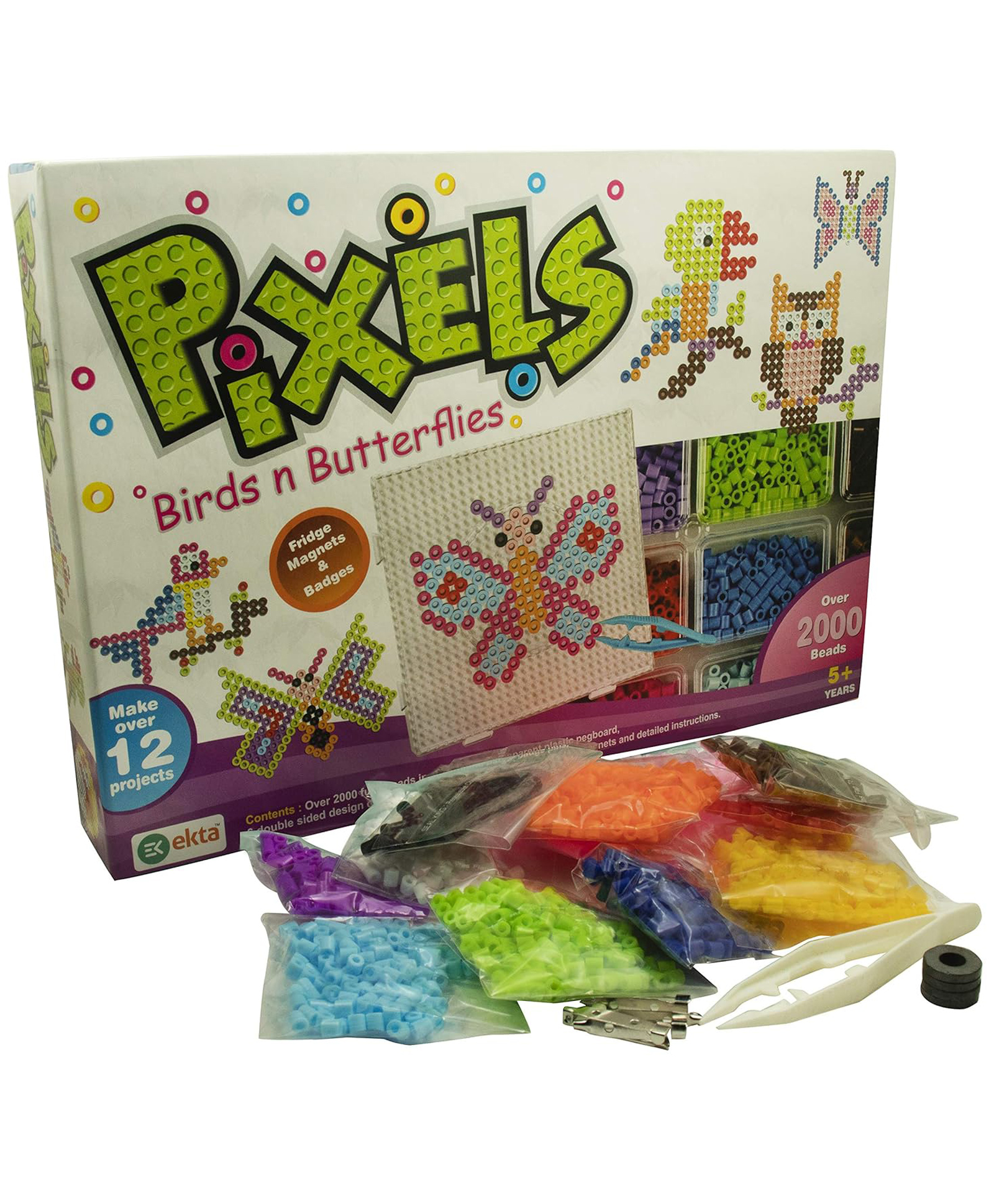 Ekta Birds & Butterflies Pixel Fridge Magnet Badges Making Kit - Multicolor-picture-22