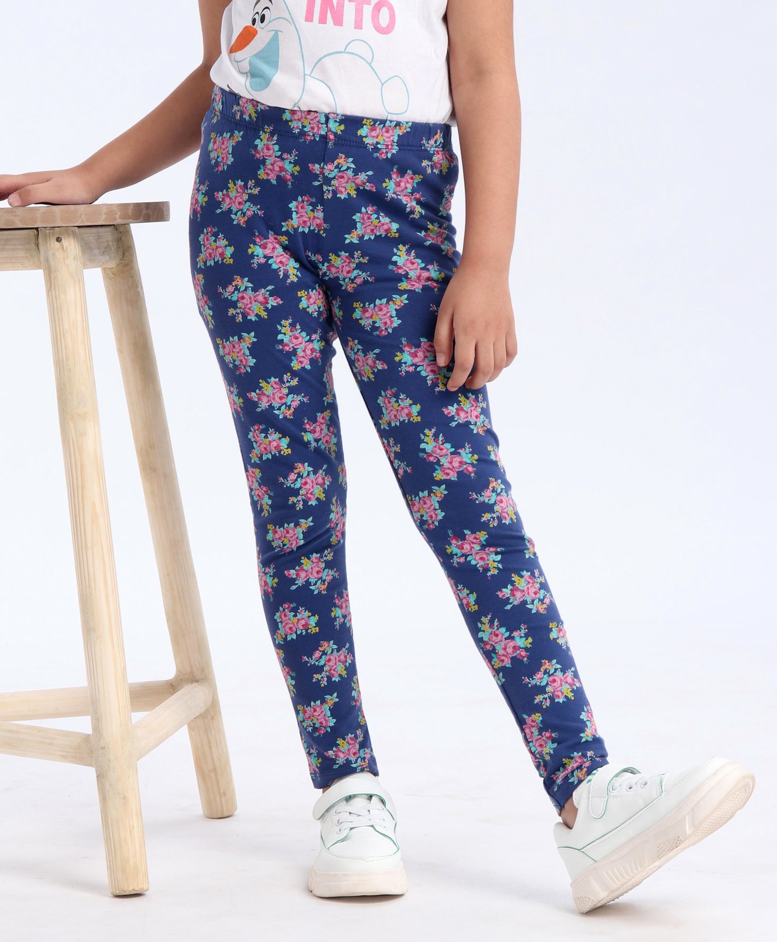 Babyhug Full Length Legging Floral Print - Navy-image-32