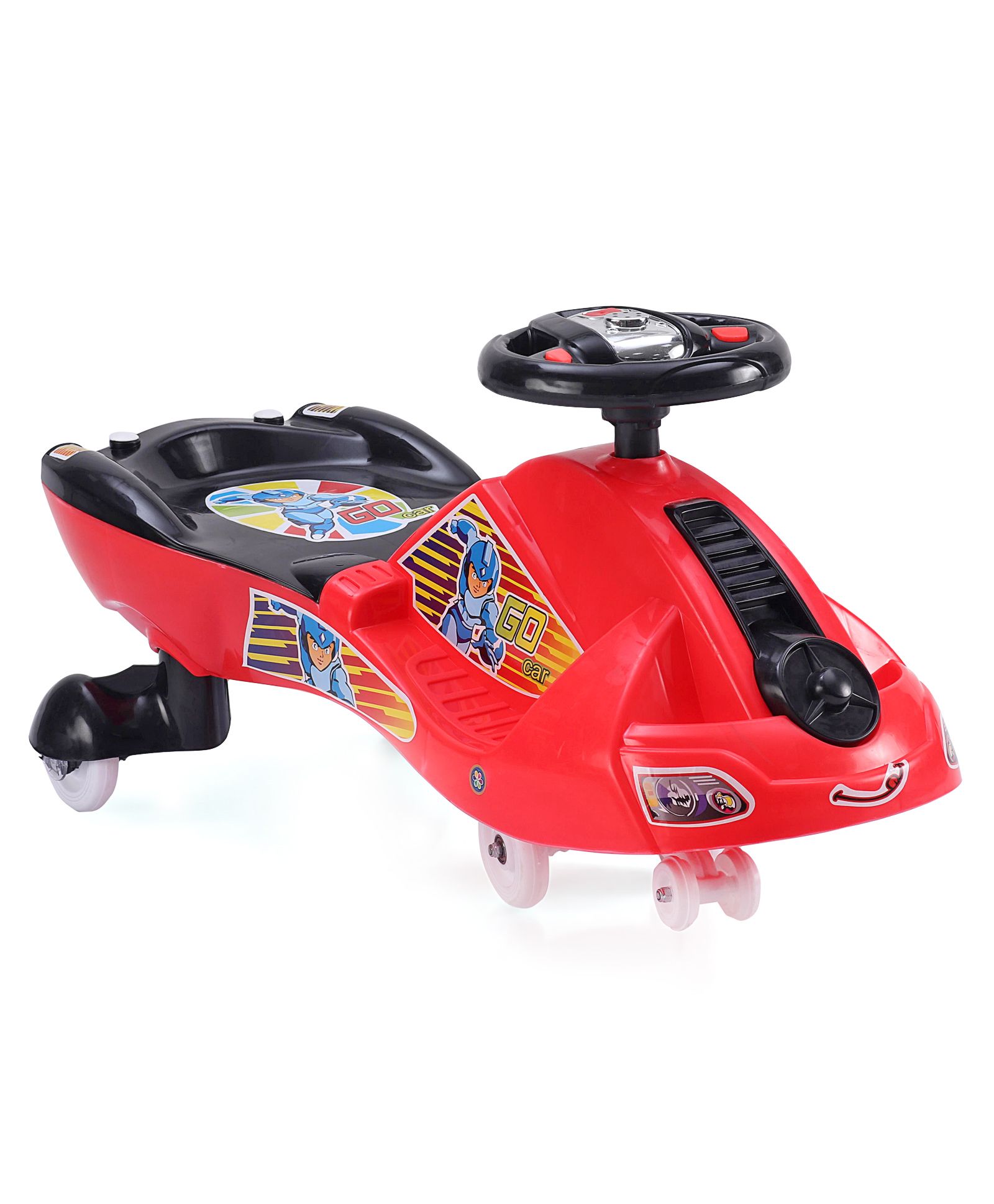 Swing Car With Sterring Wheel - Red Black-image-38