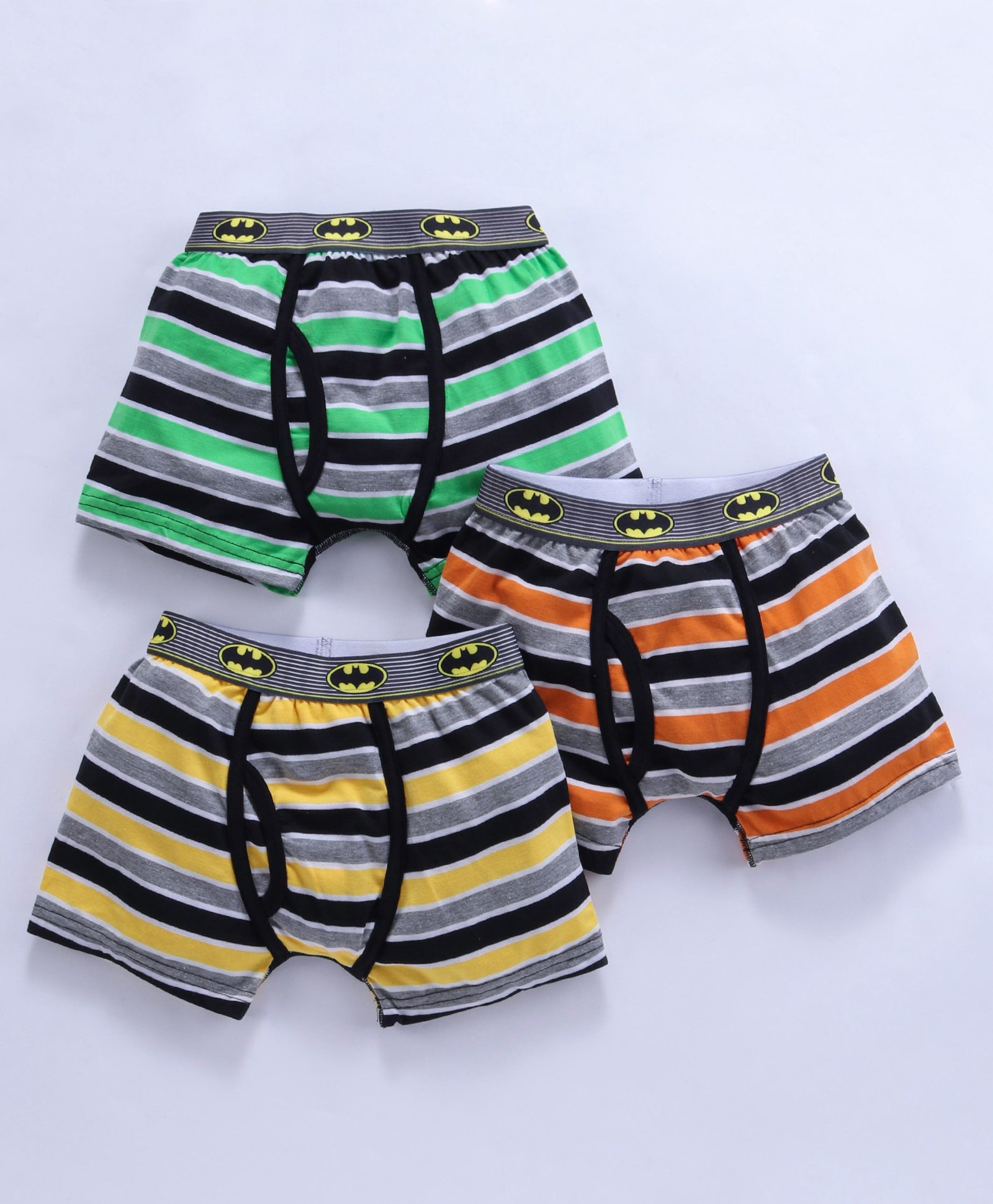 Red Rose Cotton Striped Brief Batman Print Pack of 3 - Green Orange Yellow-image-5