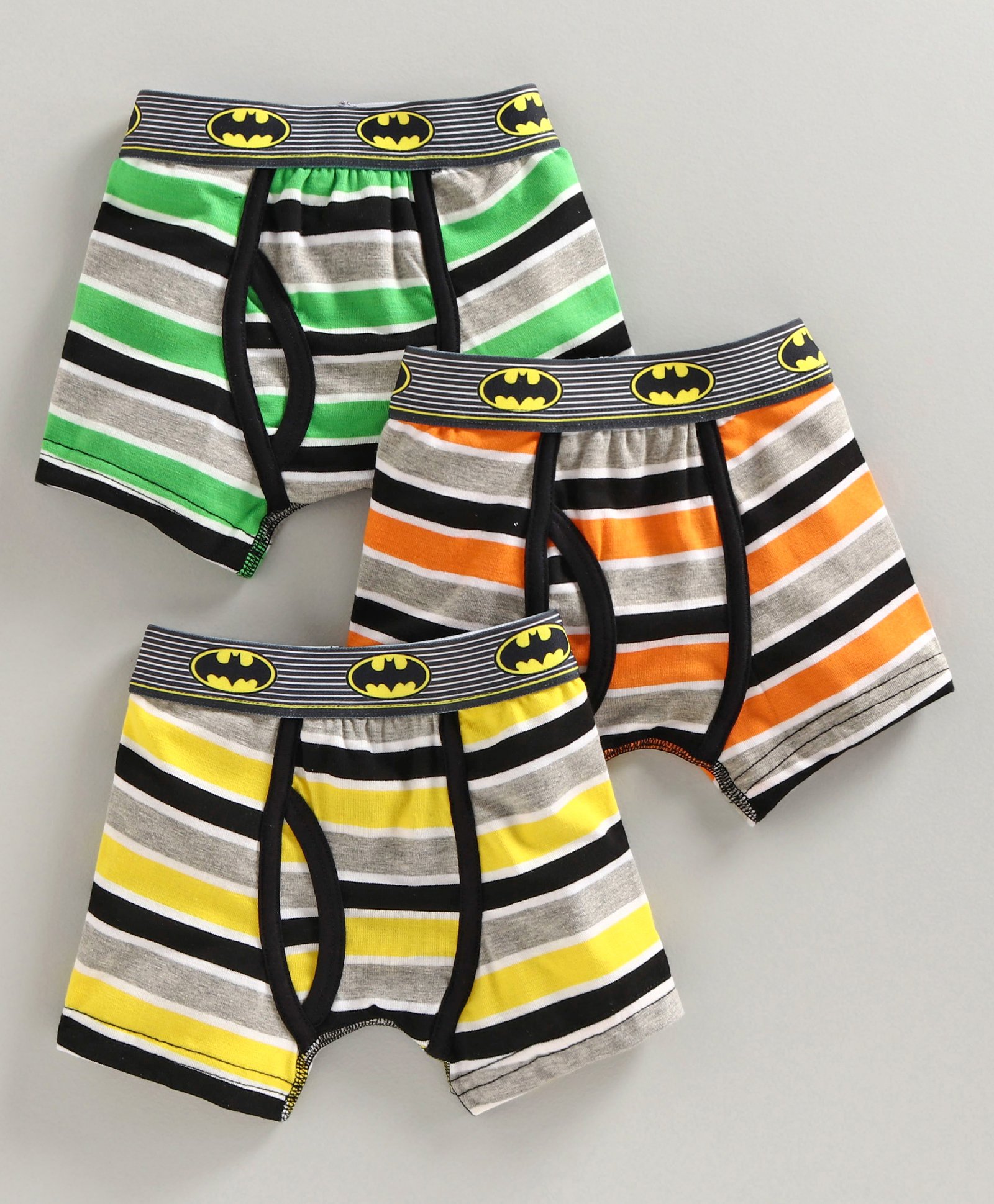 Red Rose Stripe Boxers Batman Print Pack of 3 -Green Orange Yellow-image-30