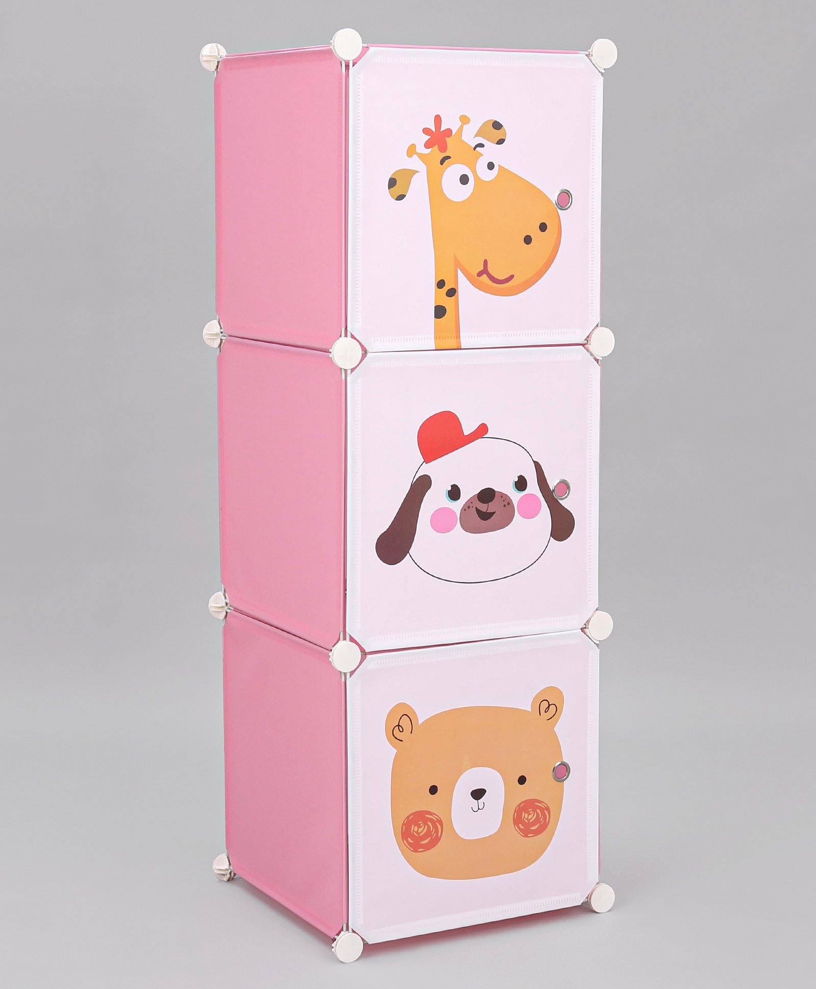 3 Compartment Cabinet Storage Unit Animal Print - Pink-image-10