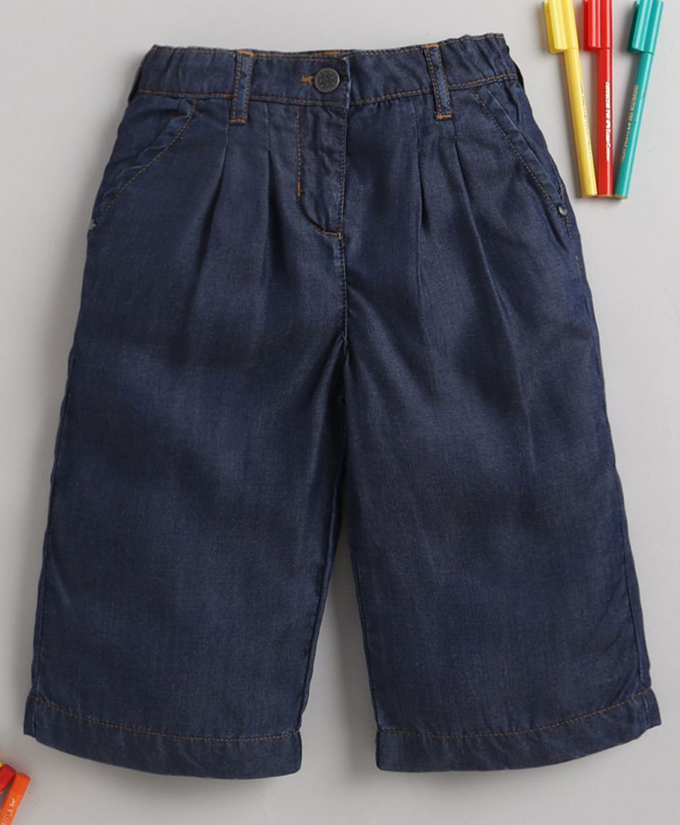 Ed-a-Mamma Cotton Woven Solid Wide Leg Jeans - Light Blue-picture-17