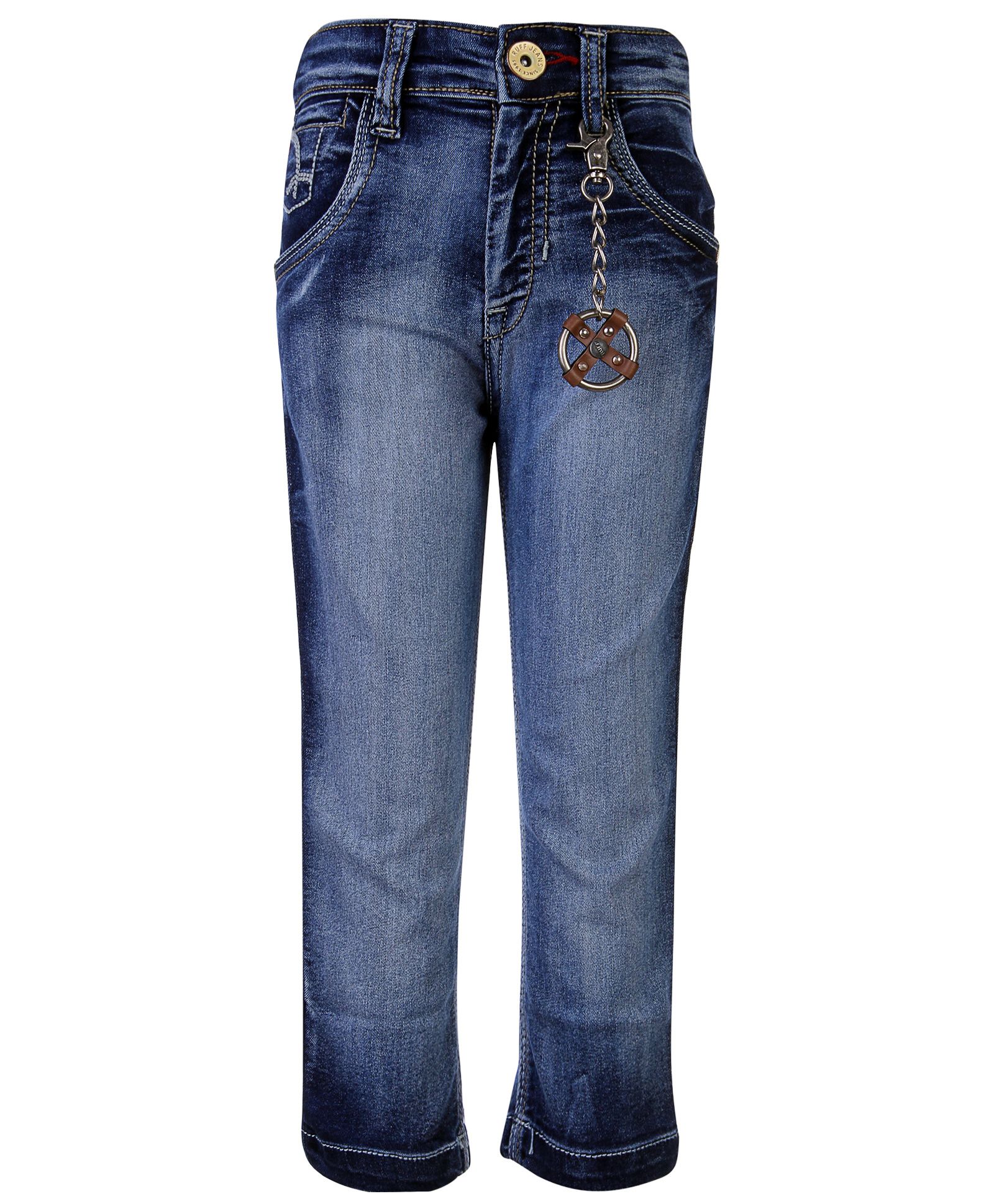 Ruff Denim Jeans With Key Chain - Stone Wash Blue-picture-17
