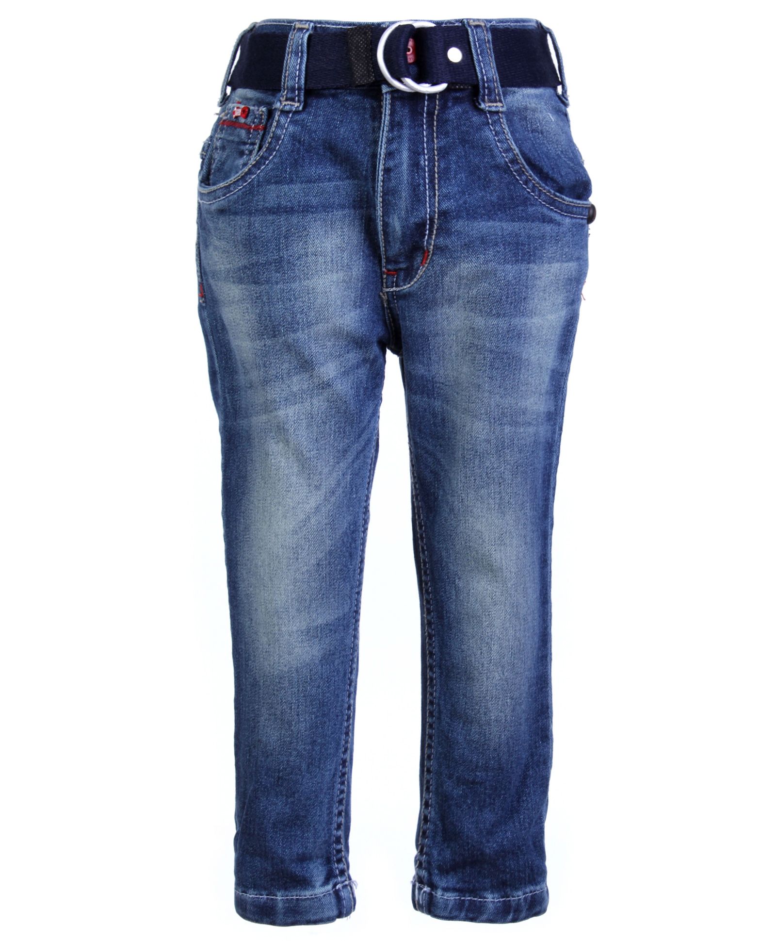 Ruff Denim Jeans With Belt Back Pocket Patch - Mud Blue-image-37
