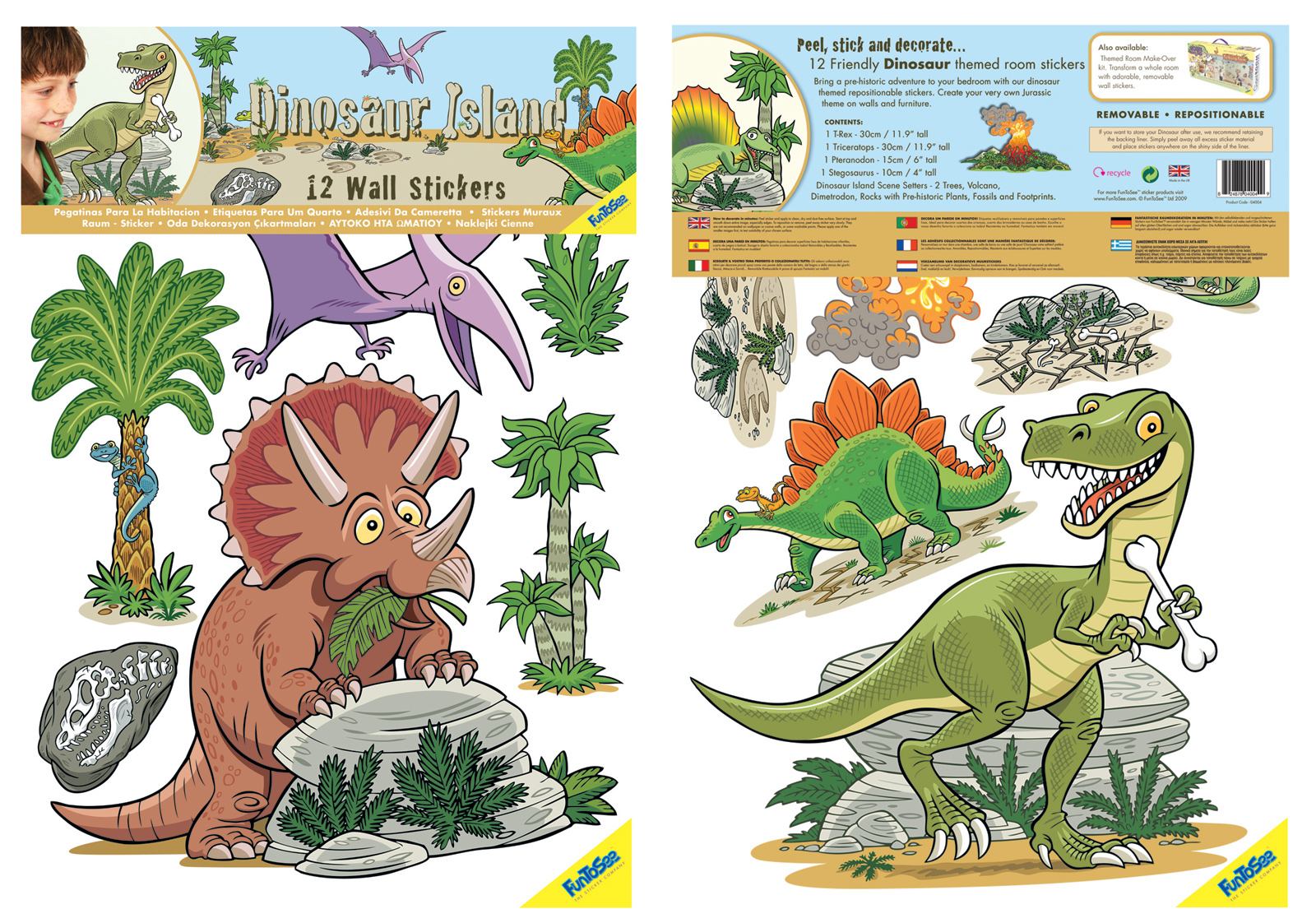Fun To See Dinosaurs Wall Stickers - 12 Pieces-image-1