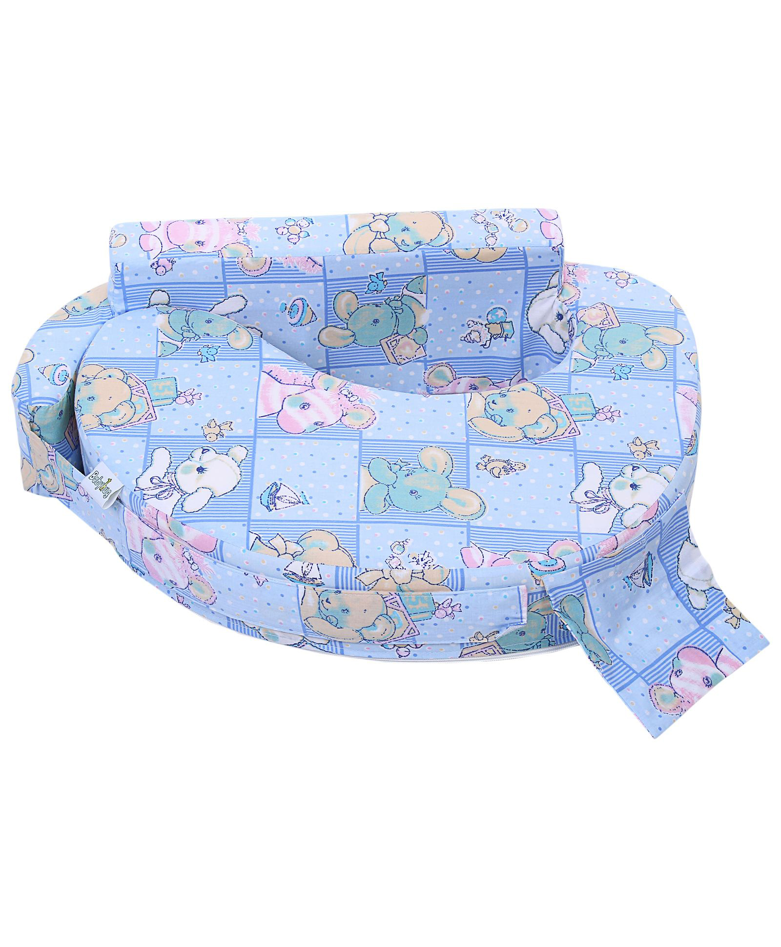 Babyhug Cotton Blend Feeding Pillow Animals And Bird Print - Blue-image-2