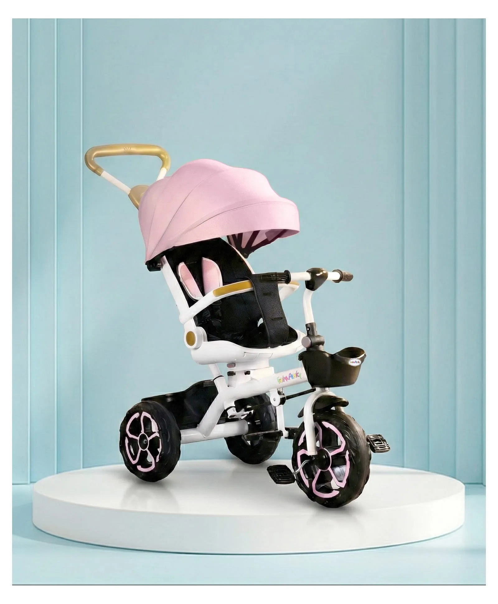 バンビー/フェアリー 5 in 1 Baby Tricycle with Parental Push Handle & 180° Reversible