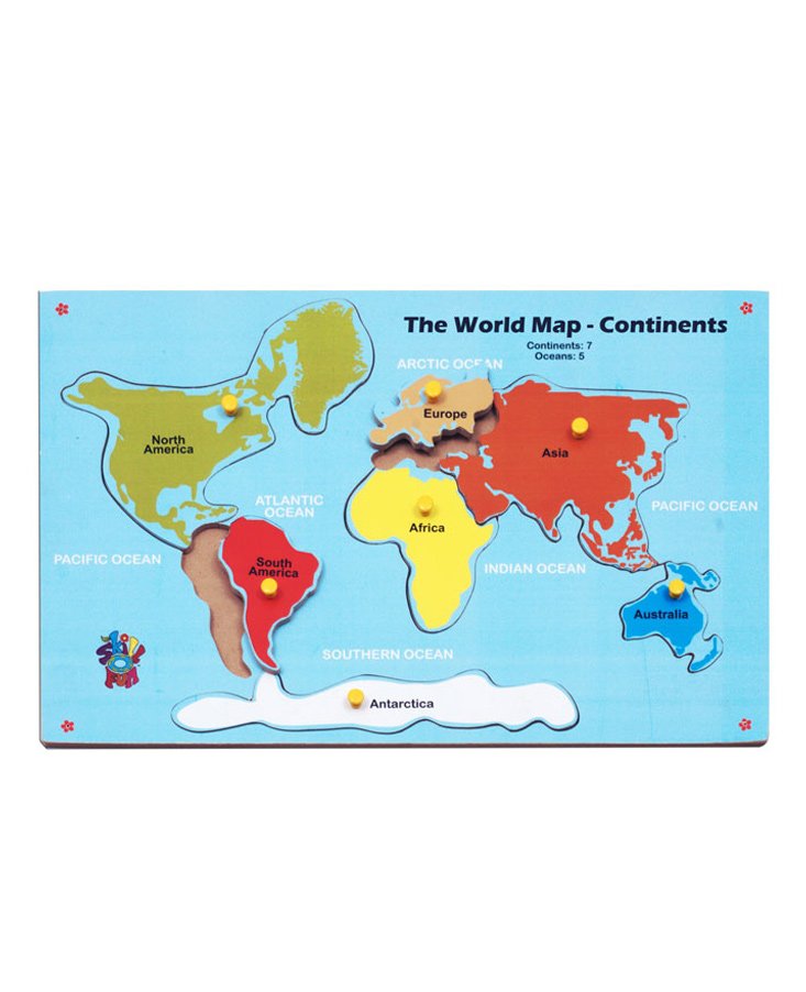 Skillofun Wooden Map Of Continent - Multicolour-picture-7