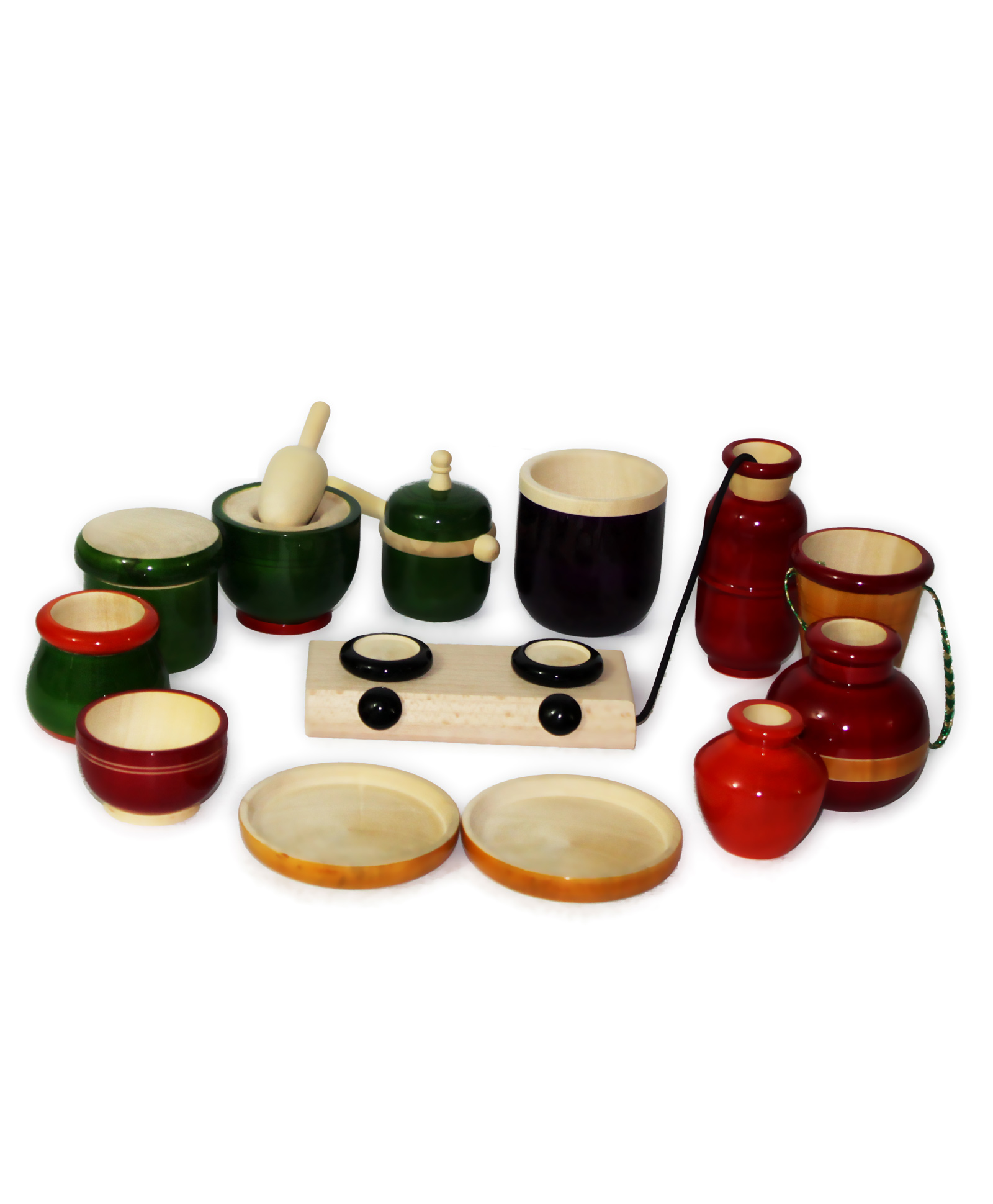 Aatike Little Chef Wooden Cooking Set - Multi Color-image-4