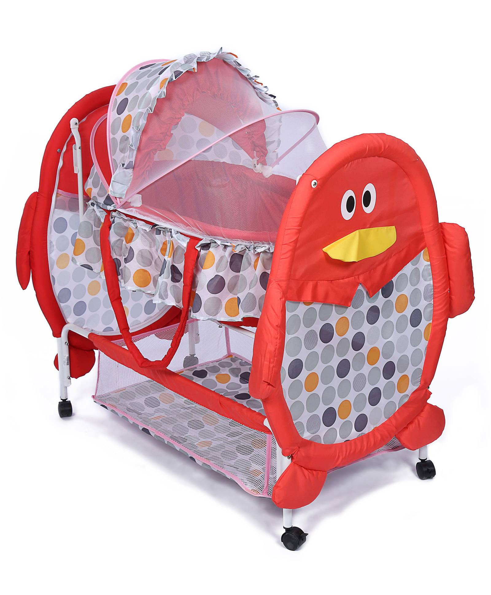 Fab N Funky Baby Cradle With Mosquito Net Red - Penguin Design-picture-28