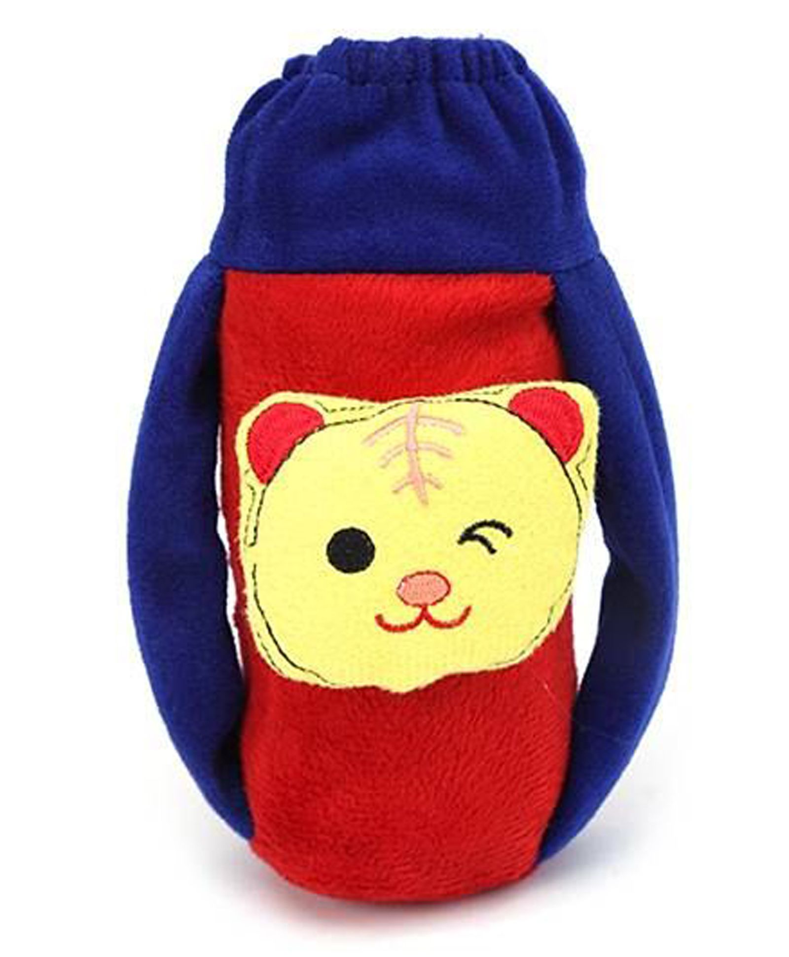 Babyhug Velour Plush Bottle Cover Baby Tiger Face Medium Blue And Red - Fits Upto 120 ml to 260 ml Bottle-image-38
