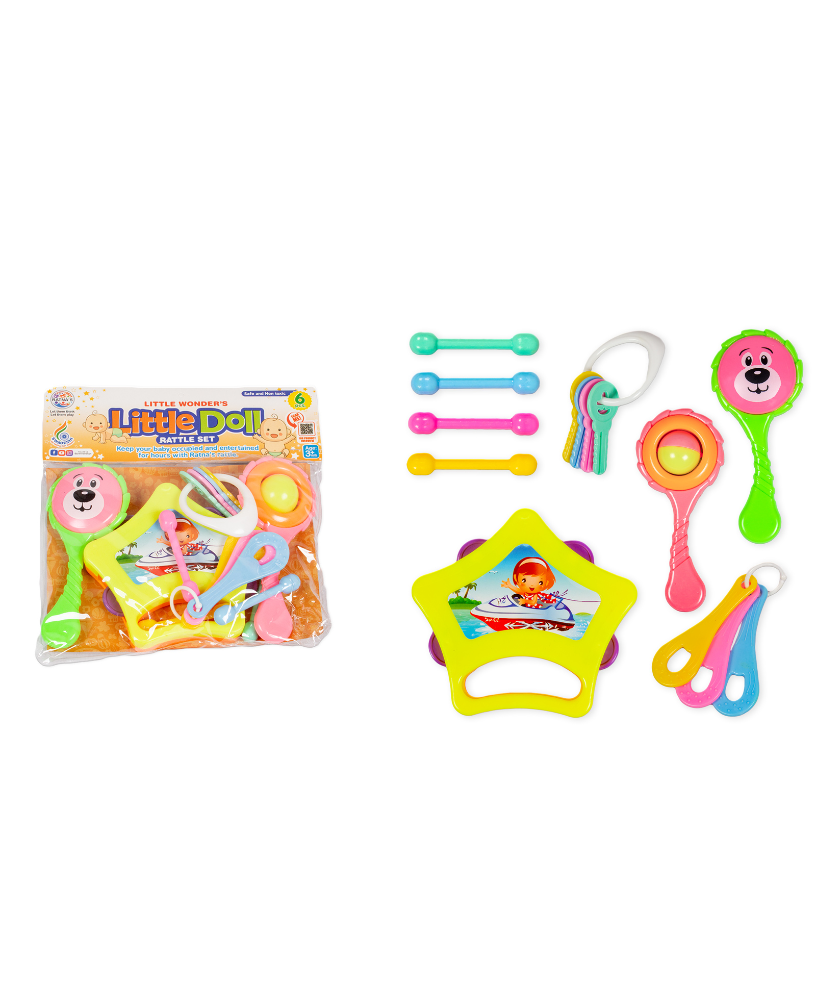 Ratnas Little Doll Rattle Set of 6 (Color & Design May Vary)-image-4