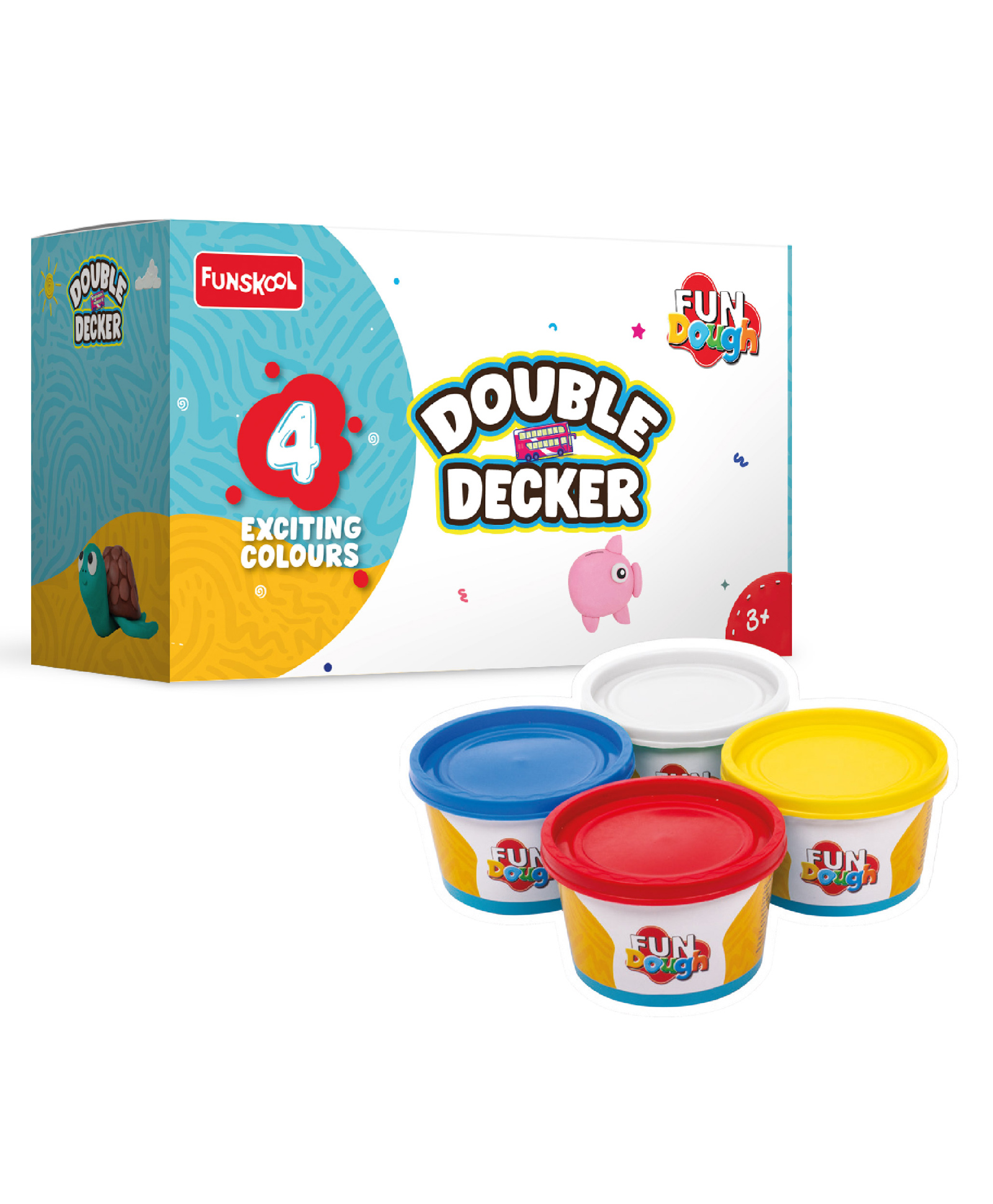 Fun Dough Funskool Double Decker Pack Of Color Fun Doh - 4 Color-picture-10